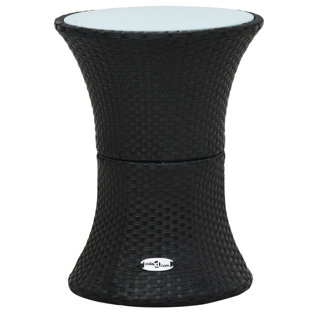 Black Poly Rattan Drum Shape Patio Dining Table & Side Table - Outdoor Coffee Table for Garden, Lawn, and Backyard - Perfect for Relaxing, Entertaining, and Outdoor Dining
