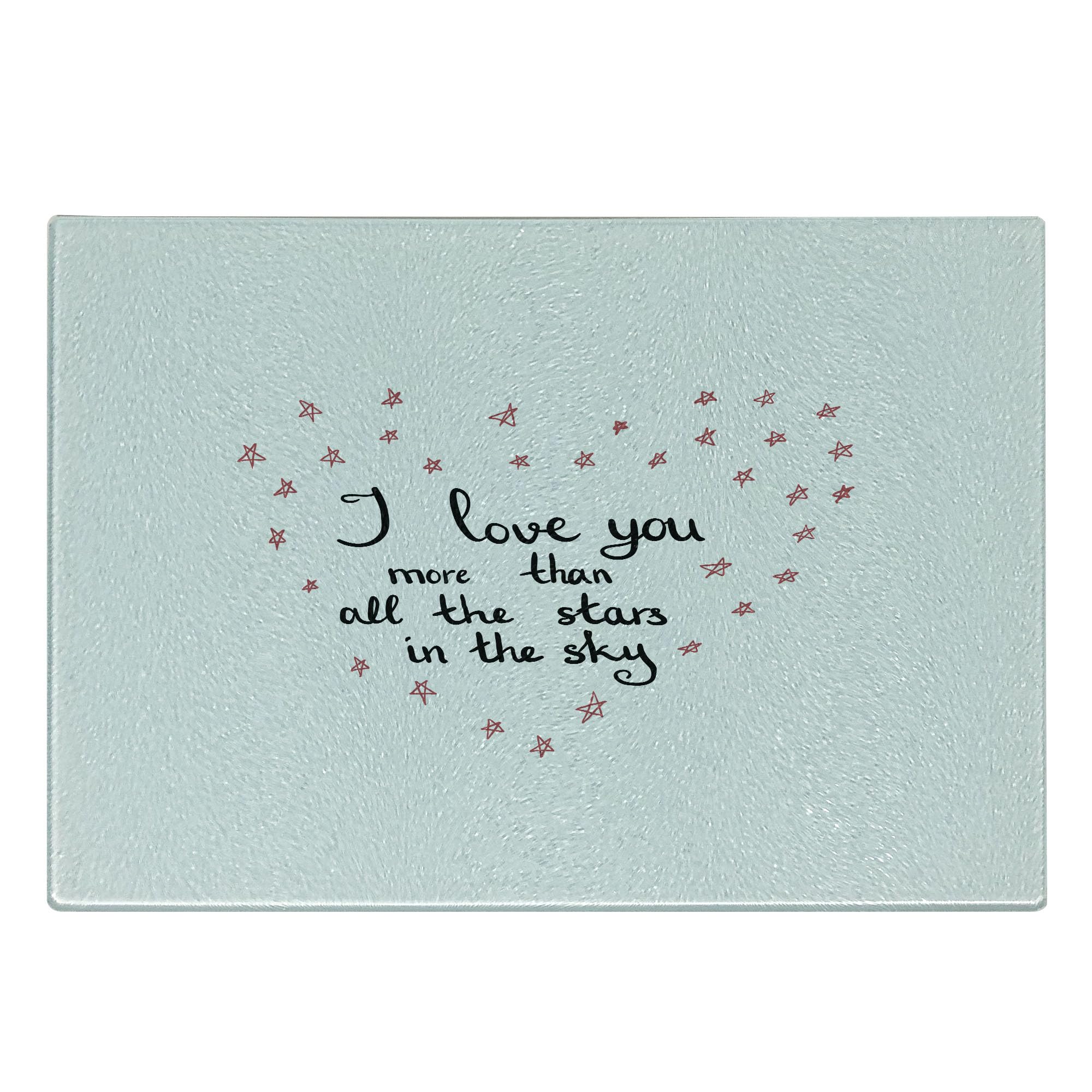 Ambesonne Valentine's Day Heart-Shaped Star Letters Tempered Glass Cutting Board - Decorative Serving Board for Kitchen, Small Size (Red, Grey, White) - Perfect for Romantic Dinners, Anniversary Gifts & Valentine's Day Decor