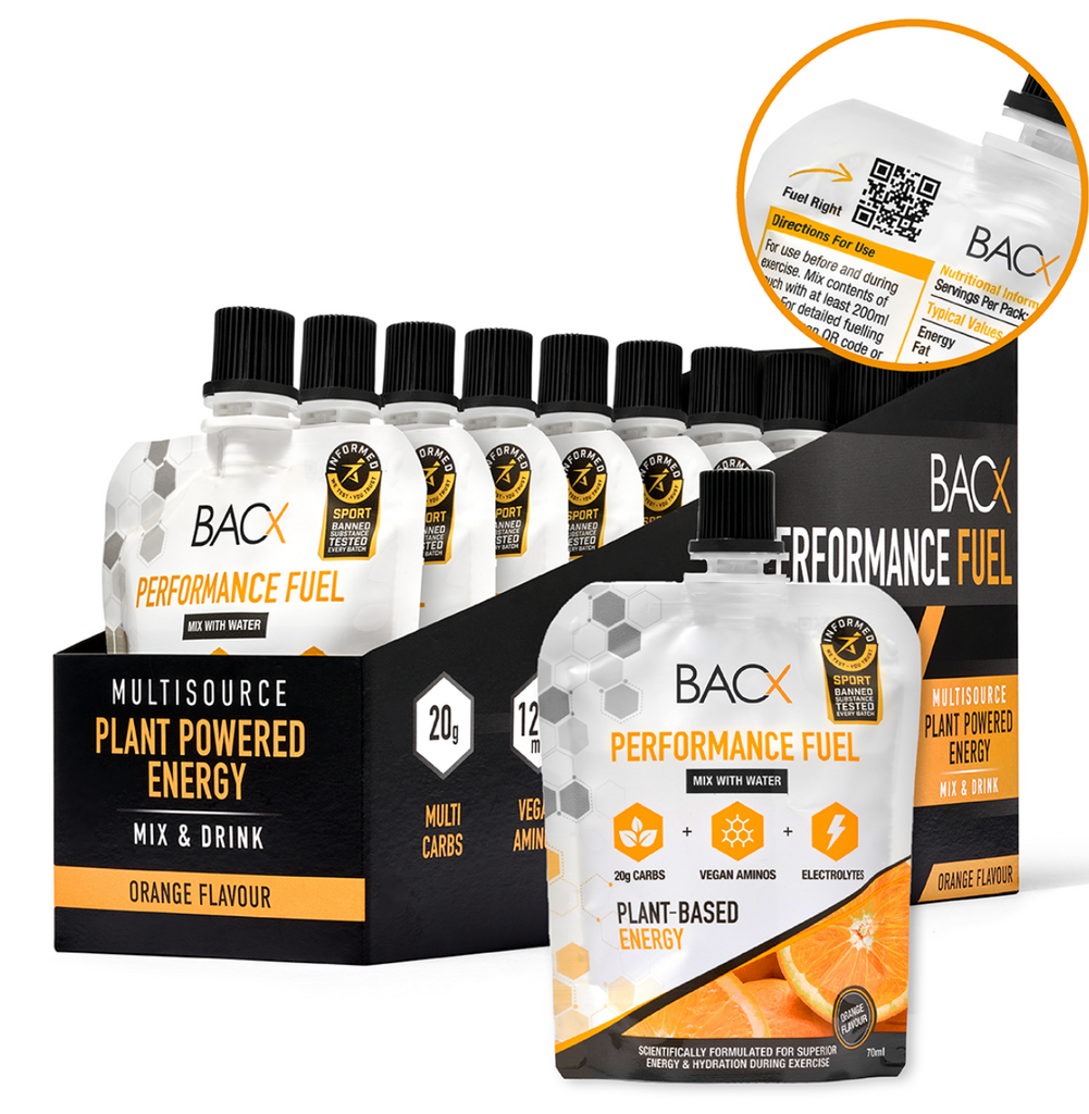 BACX Performance Fuel Energy Drink - 10 Pack of 70ml Orange Flavor | Natural Boost for Workouts, Gaming & Study | Pre-Workout Supplement for Athletes & Students