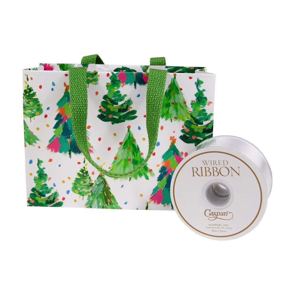 Caspari Brushstroke Trees Small Gift Bags - Set of 4 | Elegant Party Favor Bags for Weddings, Baby Showers & Holiday Gifting