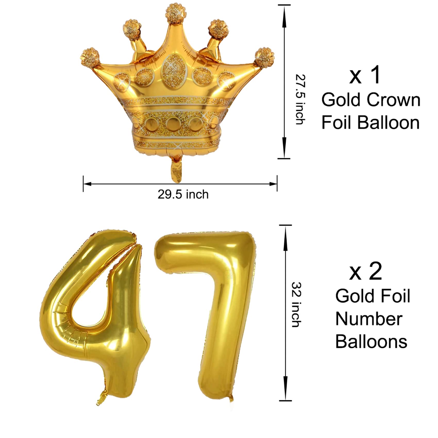 47th Birthday Party Decorations for Men & Women - Black & Gold 47 Balloon Set with Number Balloon & Banner - Perfect for 47 Year Old Birthday Celebrations, Office Parties & Milestone Events