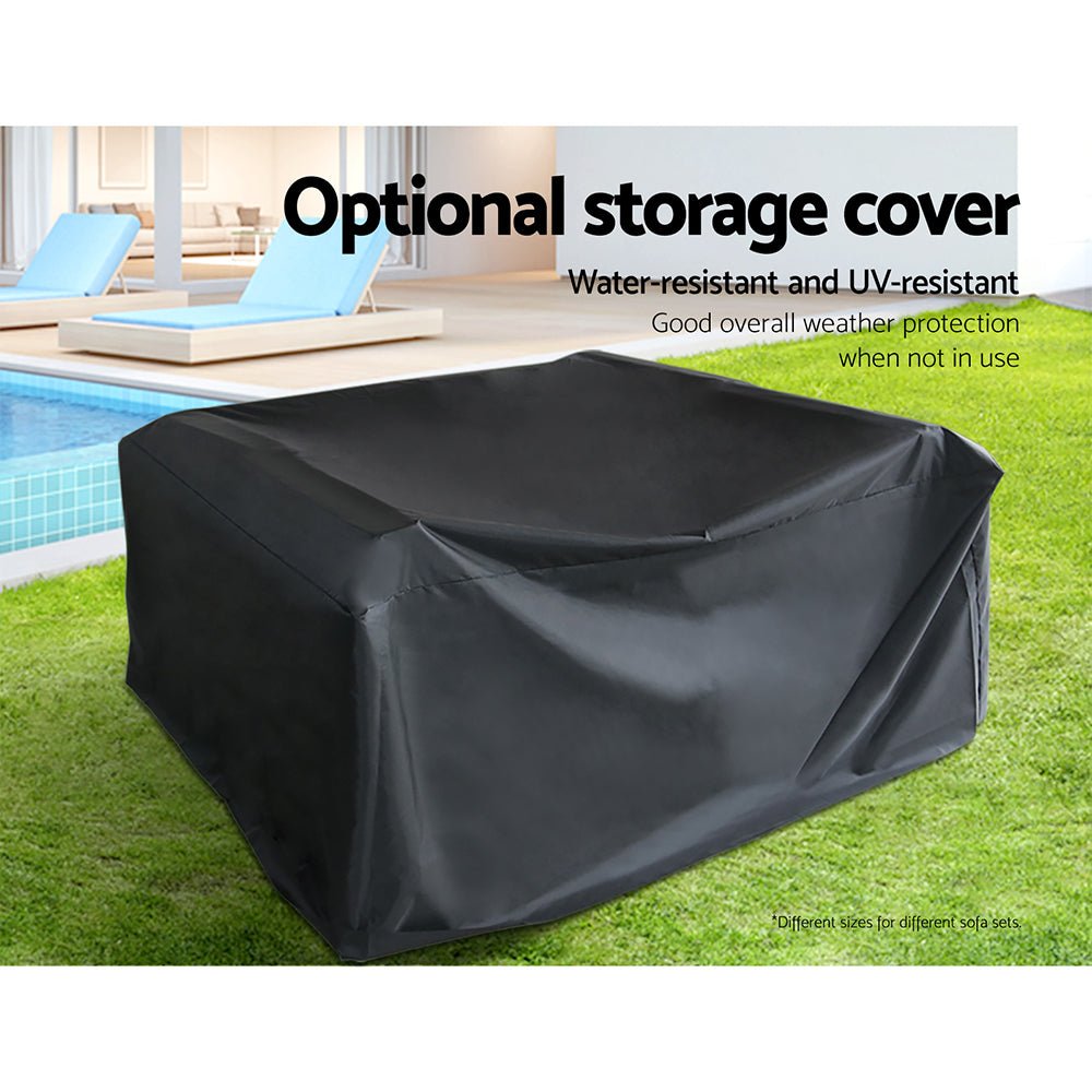 11-Piece Wicker Outdoor Lounge Set with Waterproof Storage Cover - Beige Patio Furniture for Garden, Poolside, and Backyard Relaxation