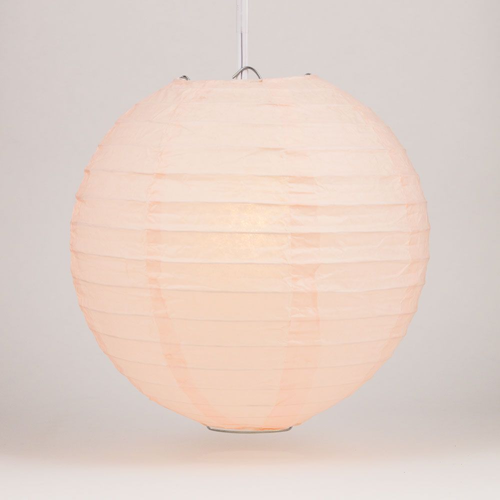36 Large Round Rose Quartz Pink Paper Lanterns with Even Ribbing - Bulk Pack for Wedding Decor, Party Supplies & Home Decoration