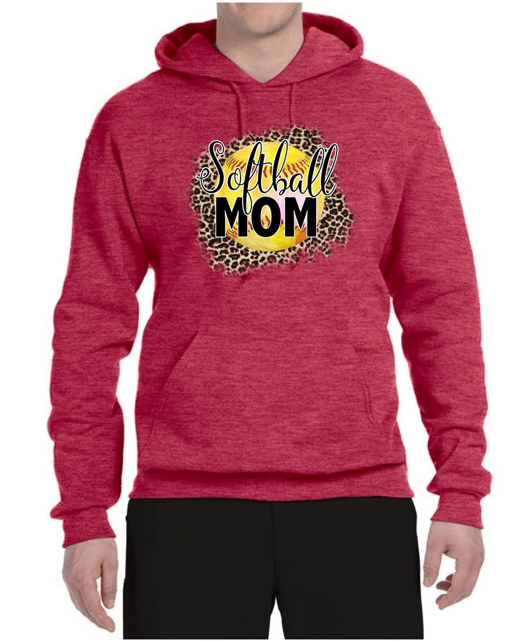 Wild Bobby Softball Mom Animal Print Graphic Hoodie - Unisex Sports Sweatshirt for Women & Men - Perfect for Baseball Games, Team Spirit & Casual Wear