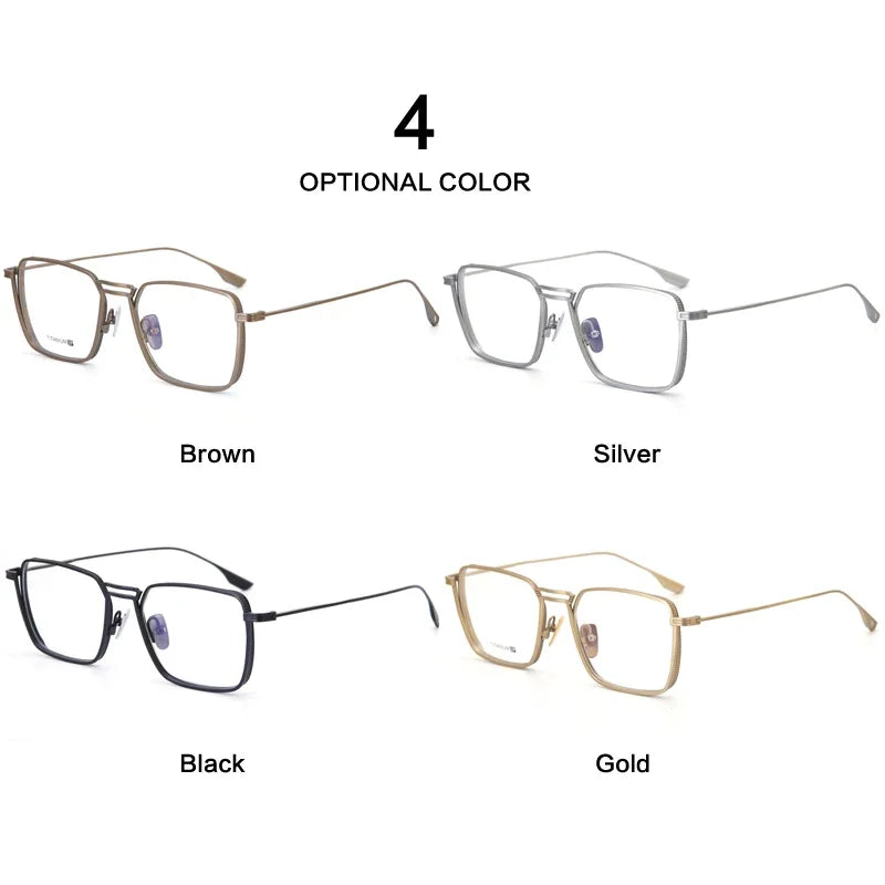 Aror Men's Full Rim Square Double Bridge Titanium Eyeglasses 49125 - Lightweight Durable Frame for Work, Reading & Driving - Premium Titanium Glasses for Men
