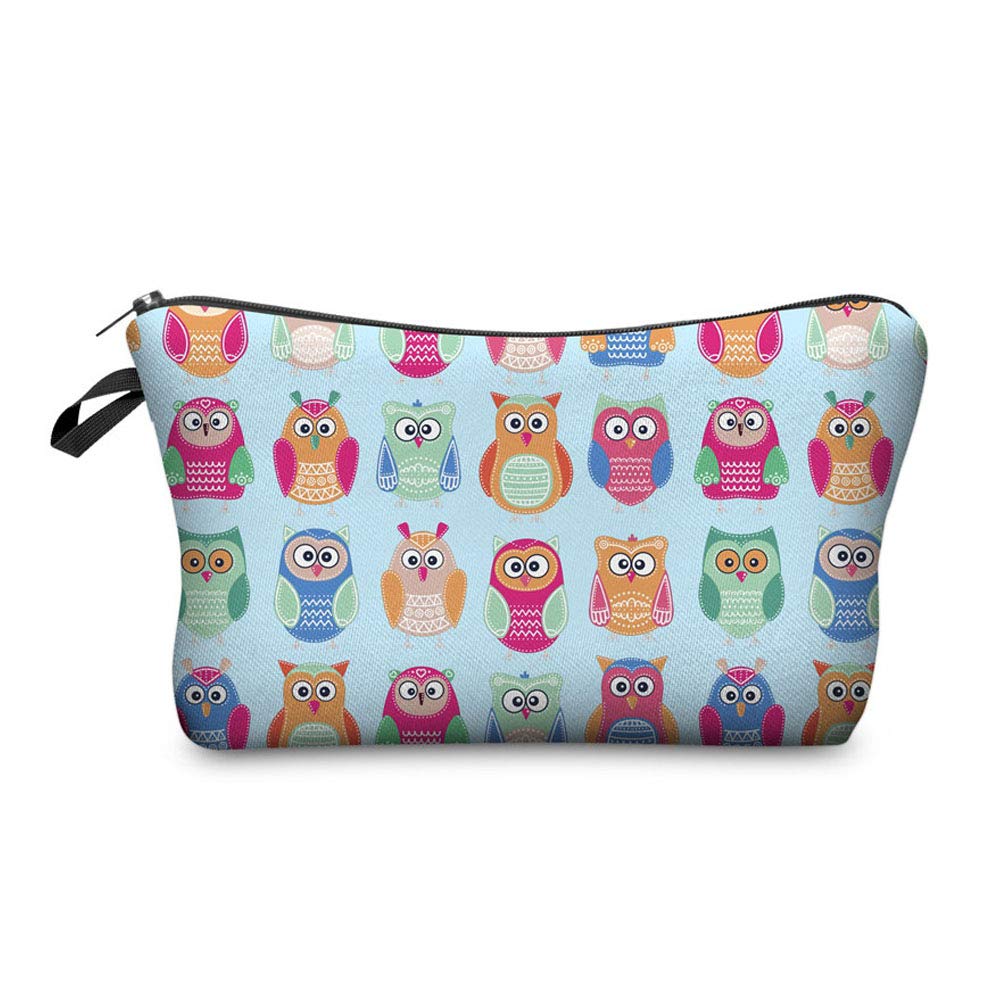 ASCHAR Adorable Waterproof Makeup Bag for Women - Roomy Travel Cosmetic Organizer with Owls Design, Perfect Toiletry Pouch for Gifts & Travel Accessories | Great for Daily Use, Vacations & Beauty Storage (Style 863)