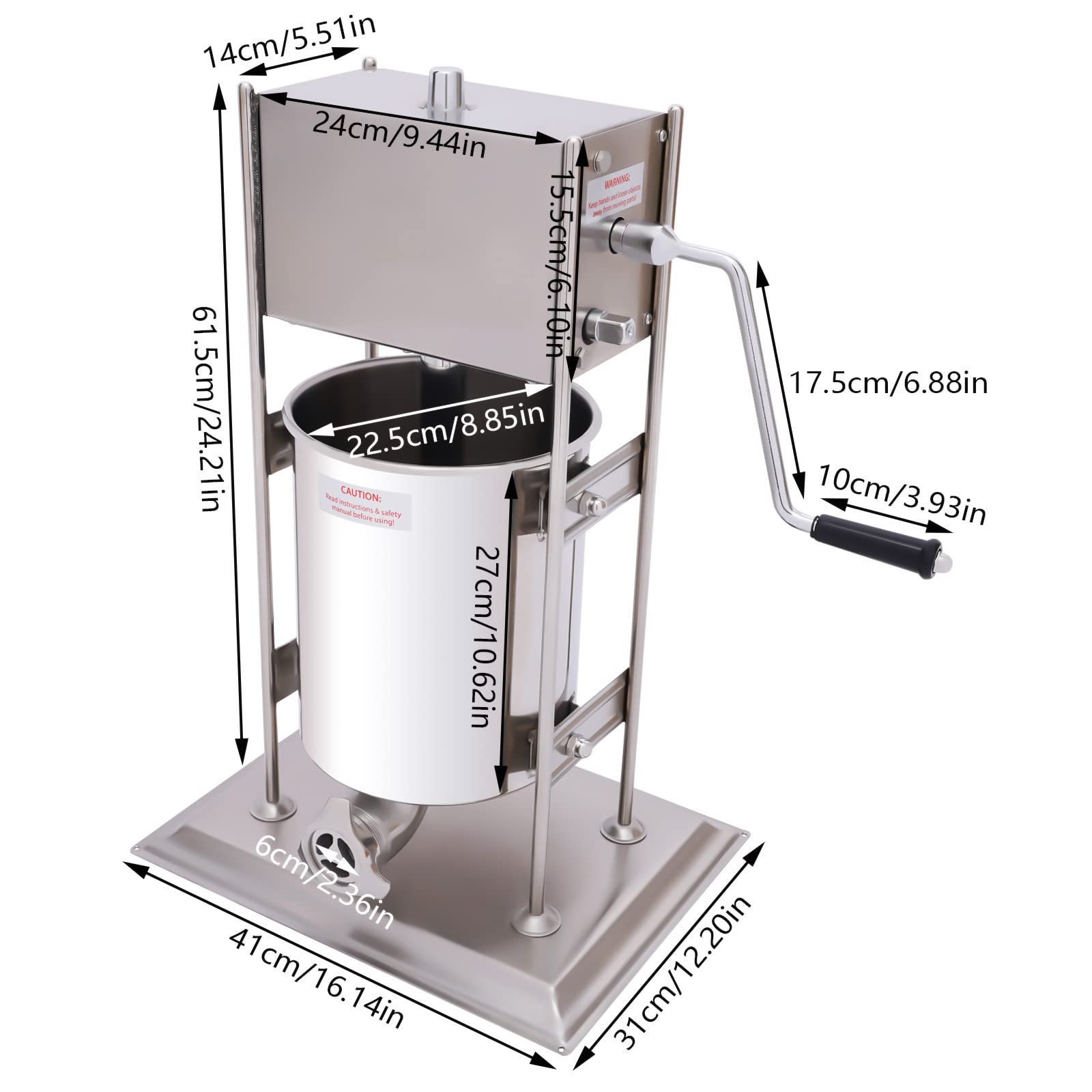 Premium 10L Stainless Steel Sausage Stuffer & Churro Maker - Dual Speed Manual Vertical Sausage Filler Machine for Home & Commercial Use | Perfect for Spanish Churros, Homemade Sausages, and Meat Processing