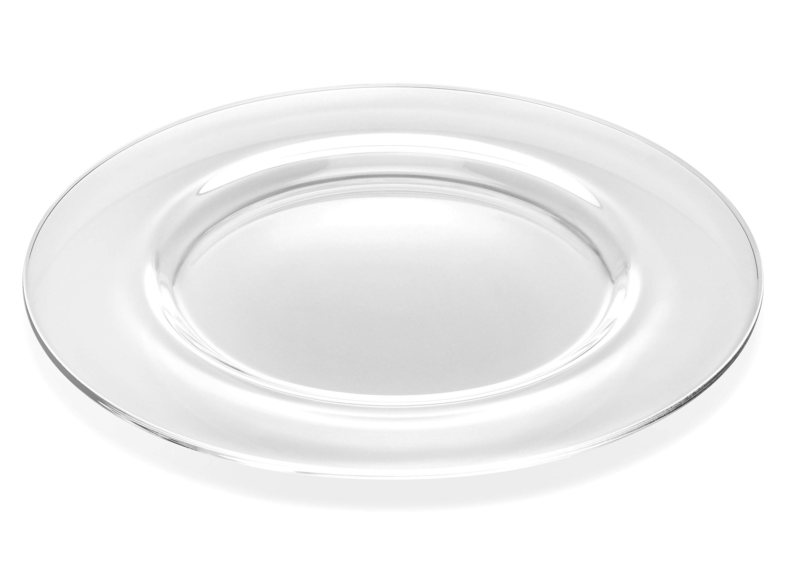 Barski Glass Charger Plates - Set of 6 Classic Clear 12.5