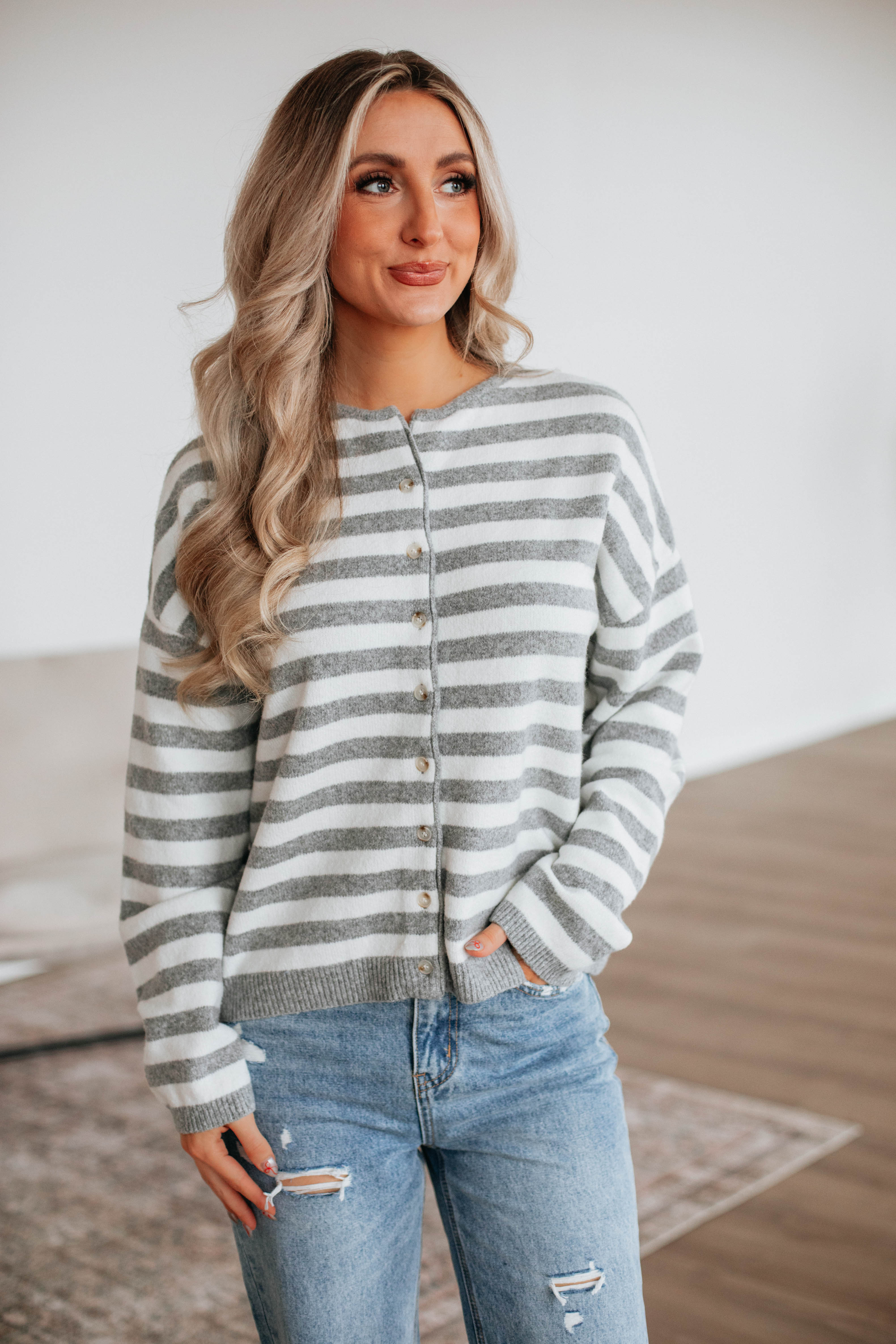 Delsa Striped Cardigan for Women - Soft Knit Long Sleeve Open Front Sweater - Cozy Fall & Winter Layering Piece for Office, Casual Outfits or Travel