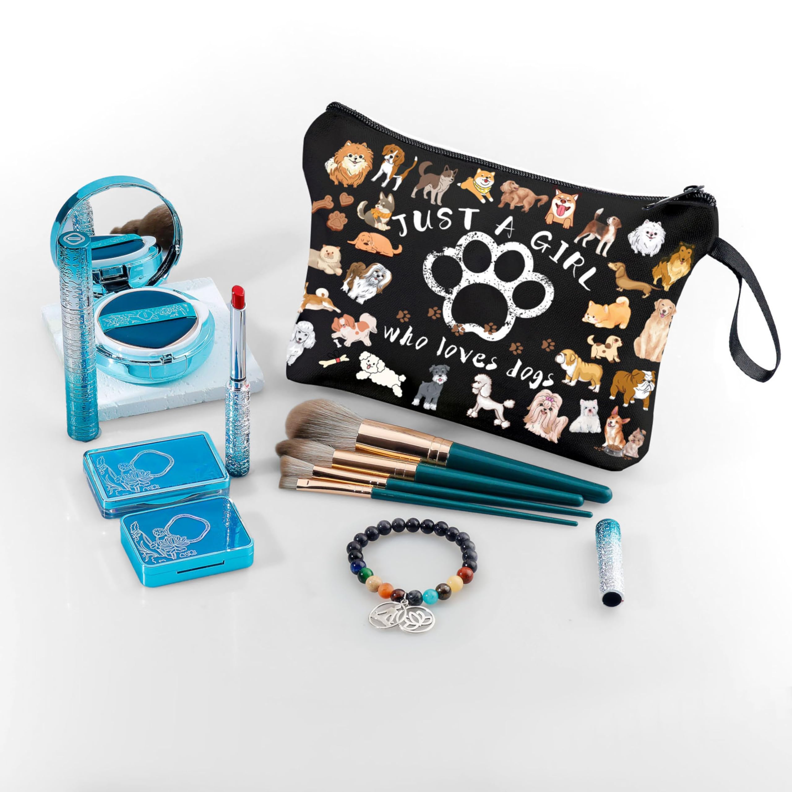 Dog Mom Gifts for Women - Just A Girl Who Loves Dogs, Small Cosmetic Dog Bag, Dog Themed Gifts for Bestie, BFF, Sister, Birthday Gifts for Her, Perfect for Dog Lovers' Everyday Use and Special Occasions