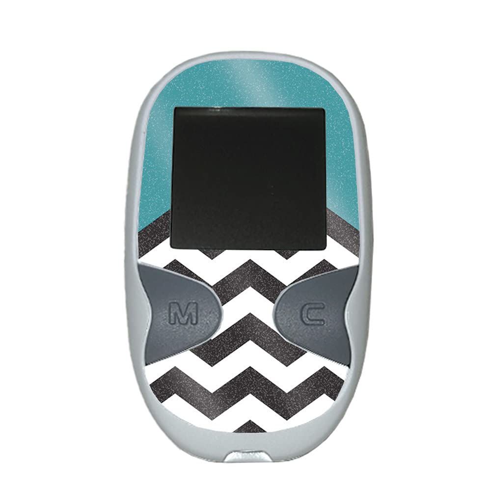 MightySkins Glossy Glitter Skin Cover for Care Touch Glucose Meter - Teal Chevron Design | Protective & Durable High-Gloss Finish | Easy to Apply | Made in USA | Perfect for Diabetes Management & Stylish Protection