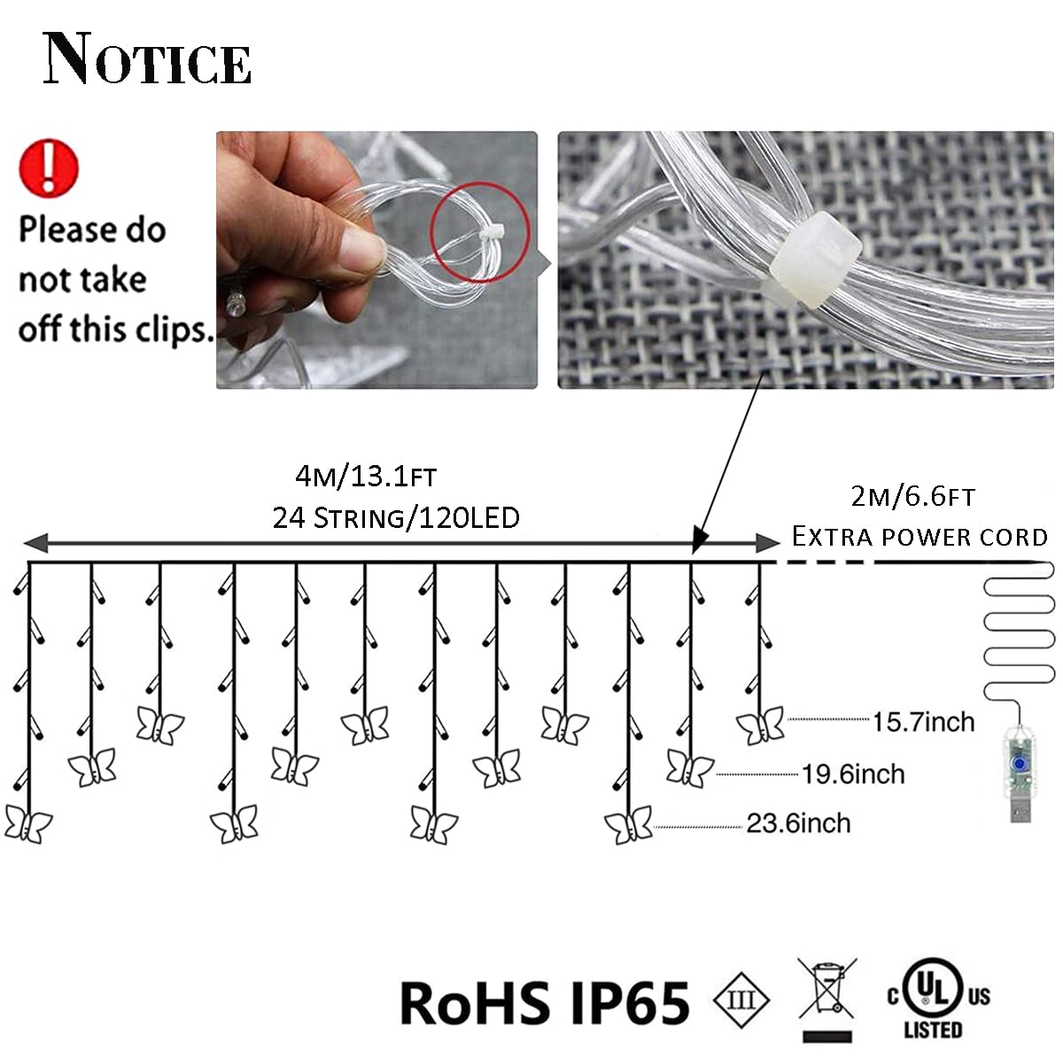 Butterfly Fairy String Lights - 20FT USB LED Curtain Lights with Remote, 8 Modes & Timer, Waterproof for Bedroom, Christmas, Wedding, Party Decor (Purple) - Perfect for Indoor/Outdoor Home Decoration and Special Events
