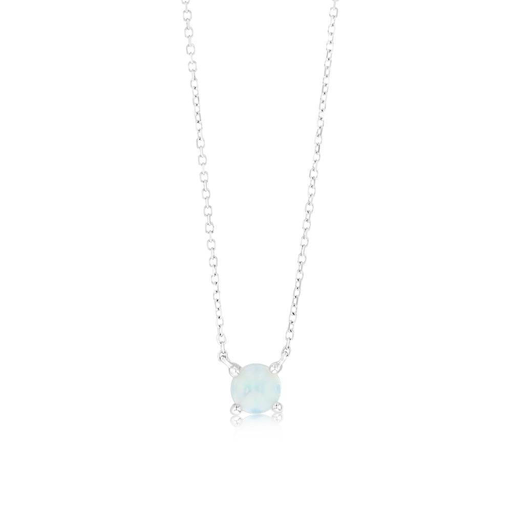 0.40 Carat Natural Opal Pendant Necklace with 45cm 9ct White Gold Chain - Elegant Jewelry Gift for Women, Perfect for Weddings, Anniversaries & Special Occasions