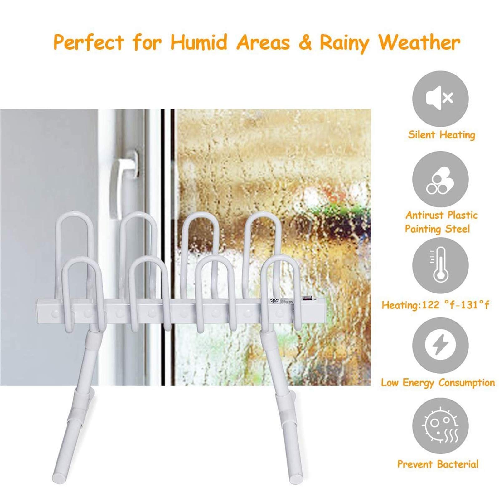 4 Pairs Electric Shoe Dryer & Warmer - Free Standing Boot & Shoe Dehumidifier for Boots, Shoes, Socks & Gloves - Fast Drying Machine for Home, Gym & Outdoor Use - White