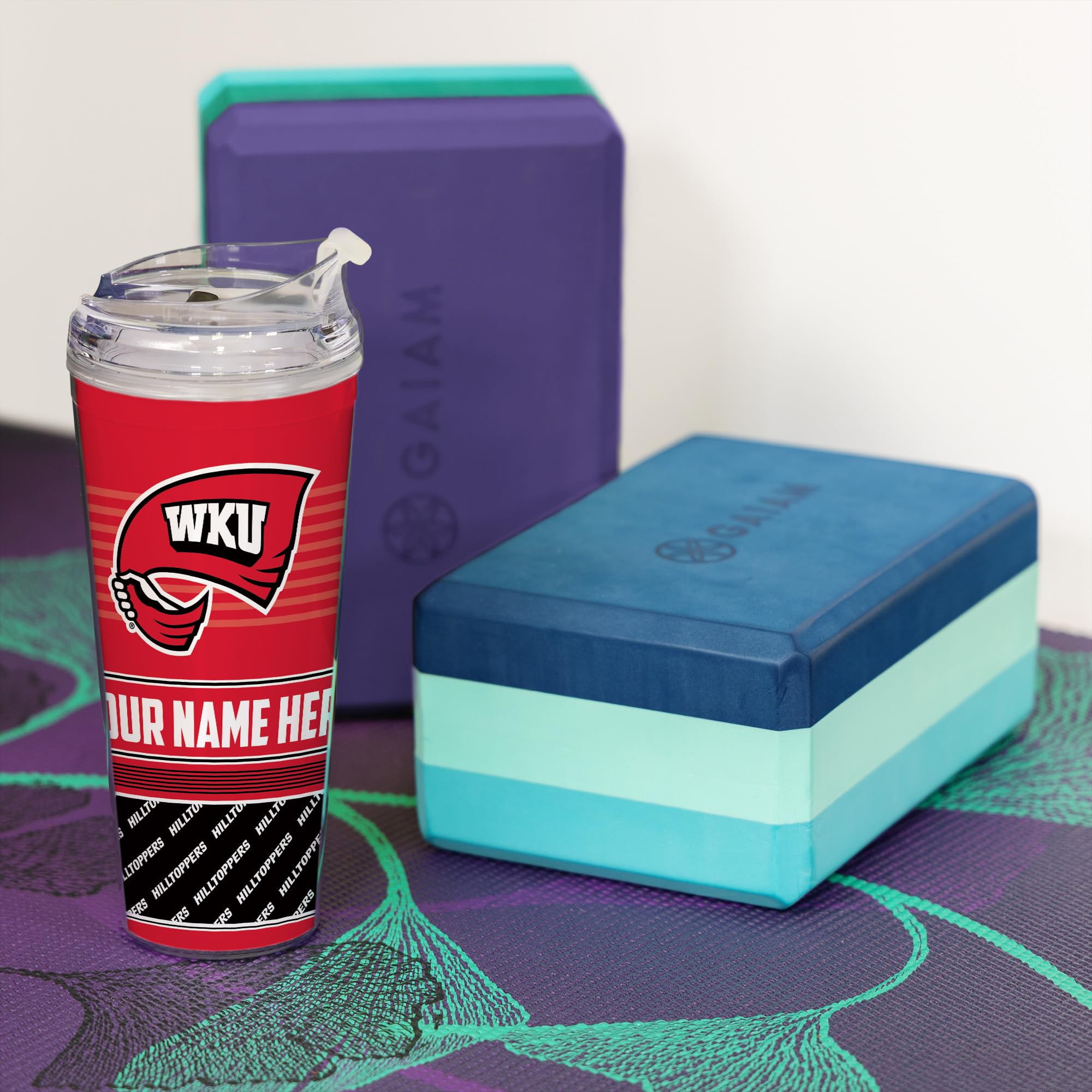 Personalized NCAA Western Kentucky Hilltoppers 24oz Insulated Tumbler with Hinged Lid - Team Color Travel Mug for Hot & Cold Drinks - Perfect for Game Day, Office, Gym & Outdoor Activities