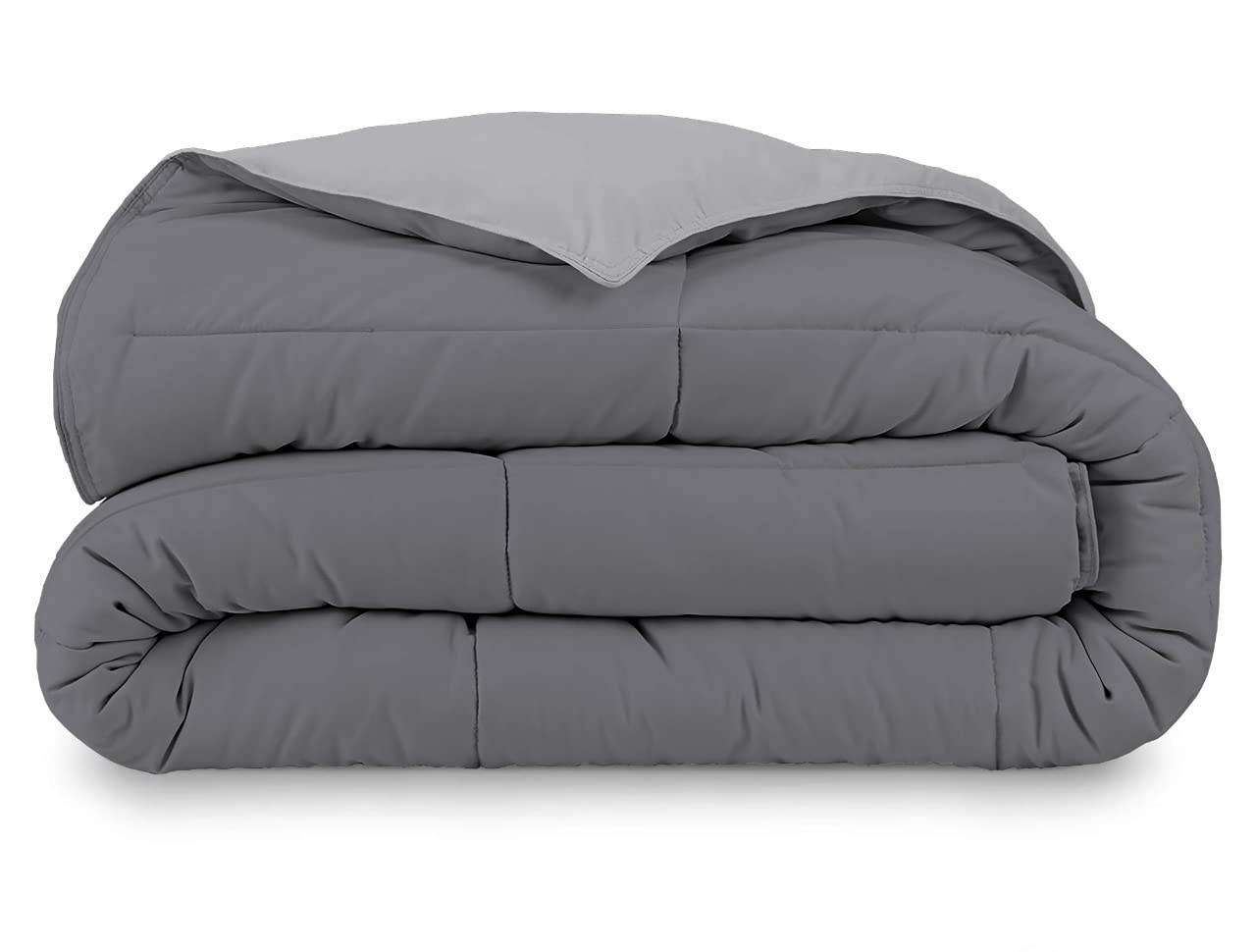Premium Lightweight All-Season Down Comforter - Cal King Size 98x98 Inches, Dark Grey - Reversible Quilted Duvet Insert for Summer & Winter - Perfect for Bedroom Decor & Guest Room Styling