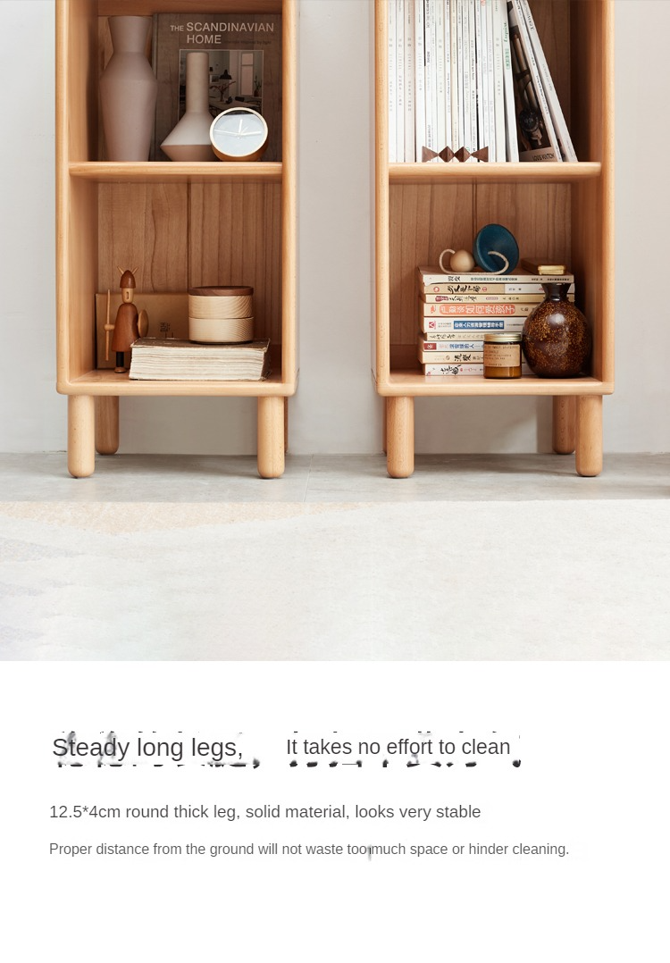 Solid Beech Wood Small Bookshelf Side Cabinet - Compact Storage for Books, Decor & Essentials in Living Room, Bedroom or Office
