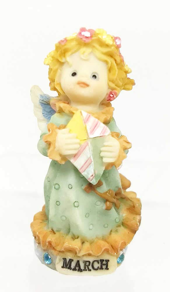 March Birthday Angel Figurine - 2.5 Inch Collectible Resin Statue for Cake Topper, Gift Decor, Party Favors & Home Display