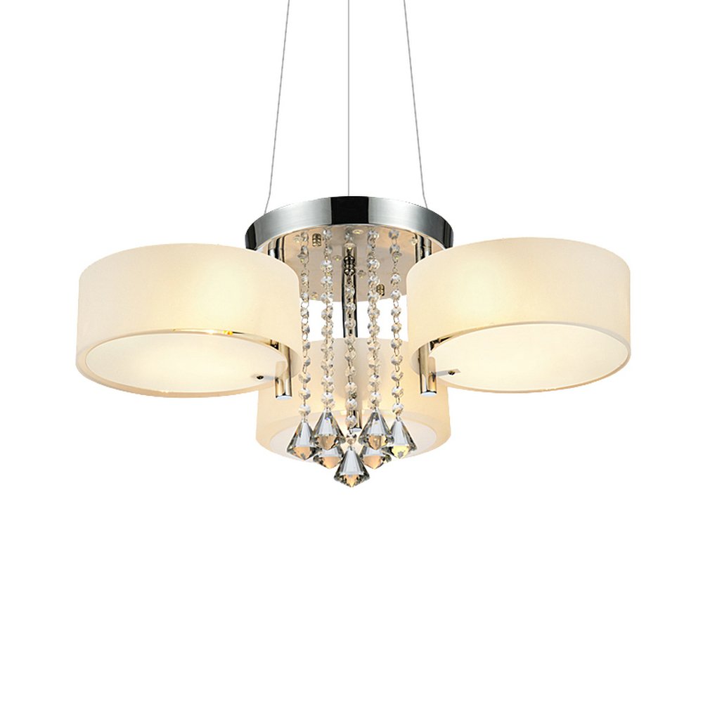 Modern Chrome Finish Acrylic Glass 3-Light Pendant Chandelier for Dining Room - Perfect for Kitchen Island, Breakfast Nook & Contemporary Home Decor