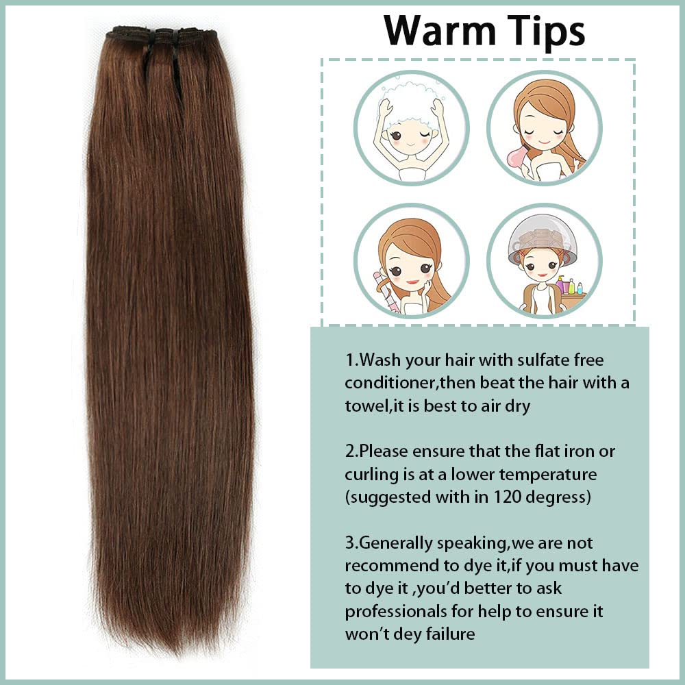 Brazilian Virgin Human Hair Clip in Extensions for Women - 8Pcs Straight Remy Hair with 18 Clips & Double Lace Weft (120g, 24inch, #4 Chocolate Brown) - Perfect for Daily Styling, Parties & Special Occasions