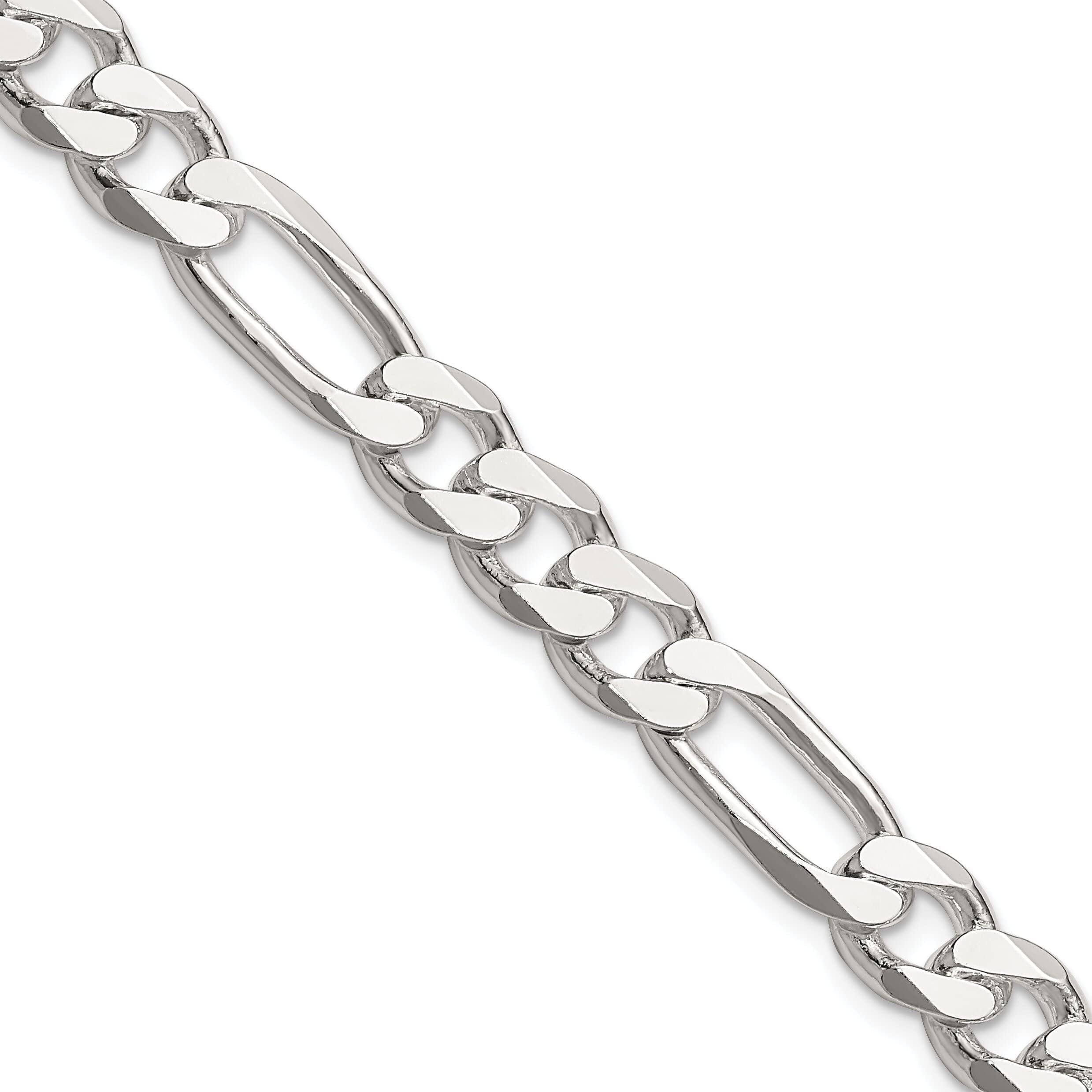FindingKing Sterling Silver Figaro Link Bracelet 8