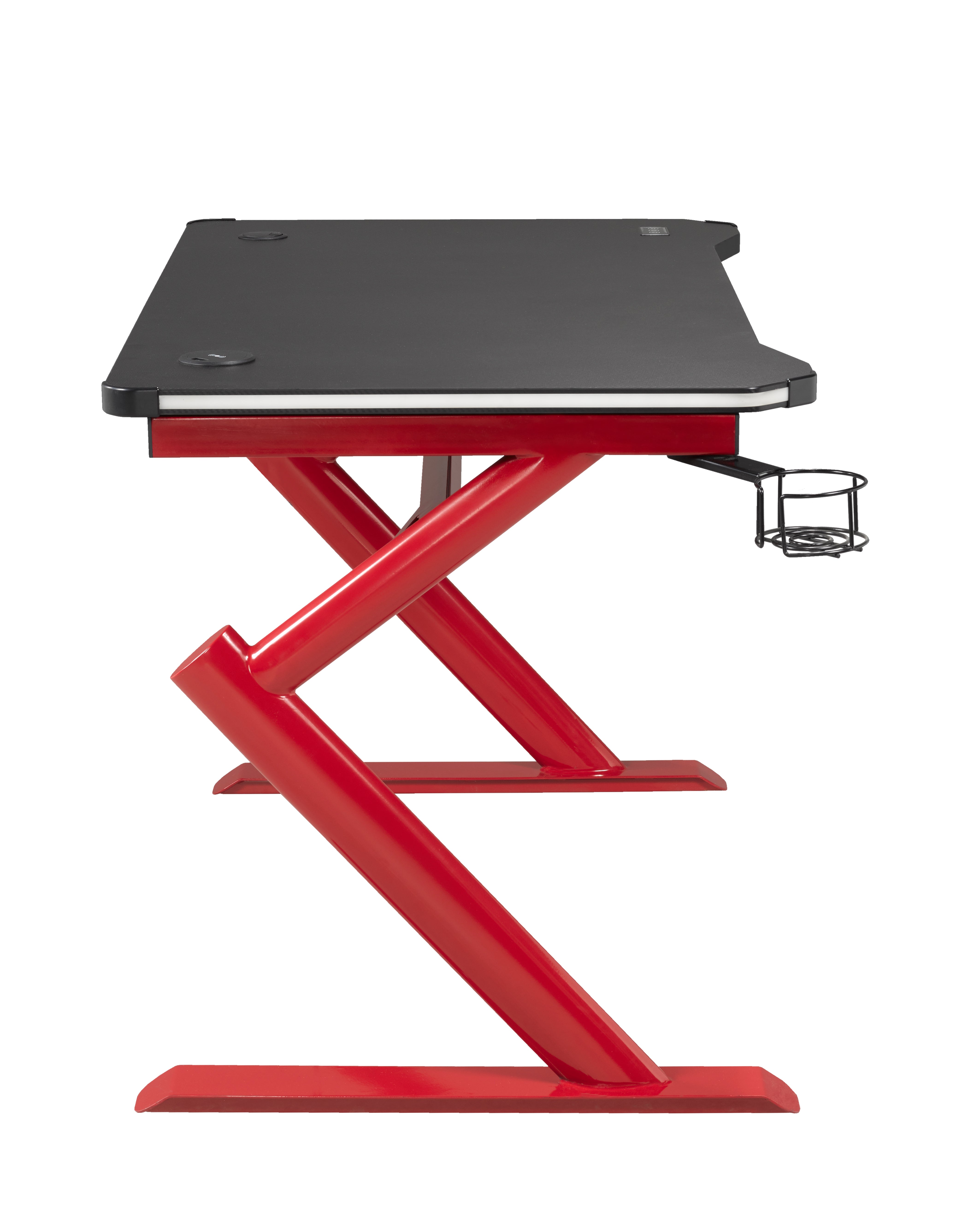 Premium Gaming Desk with LED Lights - Black & Red Ergonomic Computer Desk for Gamers - Perfect for PC, Console Gaming & Home Office Setup