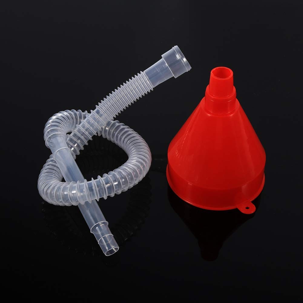 Universal Oil Funnel with Hose - Plastic Filling Funnel for Cars, Motorcycles & Lamps - Transparent Soft Pipe Spout for Gasoline, Petrol & Lamp Oil - Perfect for Vehicle Maintenance & Home Use