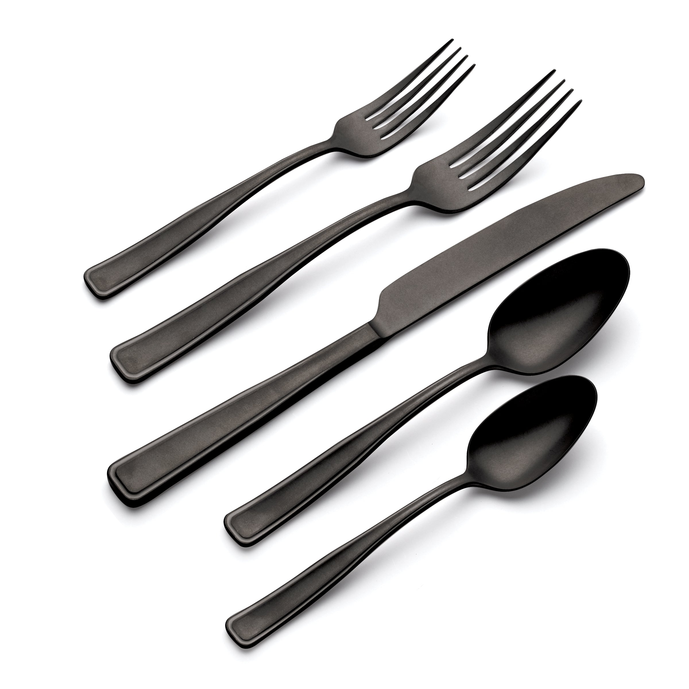 Reid Black Vintage 20-Piece Flatware Set - Stainless Steel Cutlery Set for 4 - Elegant Tableware for Dinner Parties, Weddings & Everyday Use