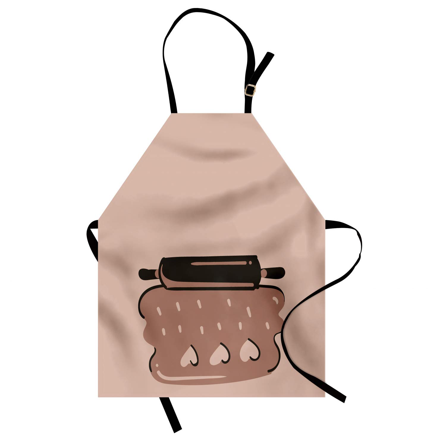Ambesonne Personalized Chef Apron for Baking & Cooking - Cartoon Love & Rolling Pin Heart Design - Adjustable Unisex Kitchen Bib for Adults - Pale Salmon - Perfect for Home Cooks, Bakers & Culinary Enthusiasts