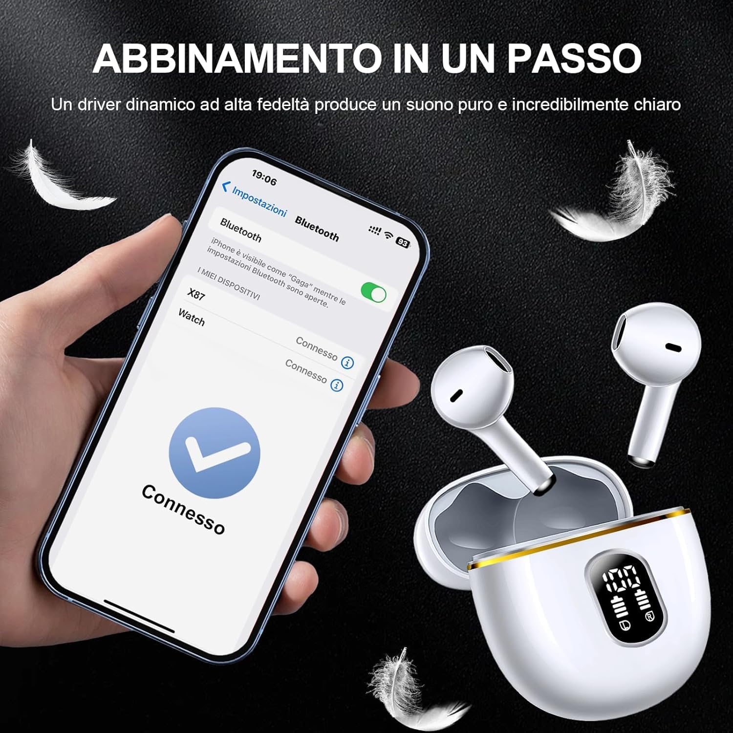BOXSSROG Wireless Bluetooth 5.3 Headphones with ENC Noise Cancelling Mic, 42H Playtime, IPX6 Waterproof, HiFi Stereo Sound, LED Display, Touch Control - Perfect for Sports, Gym, Running & Travel (Compatible with iOS/Android)