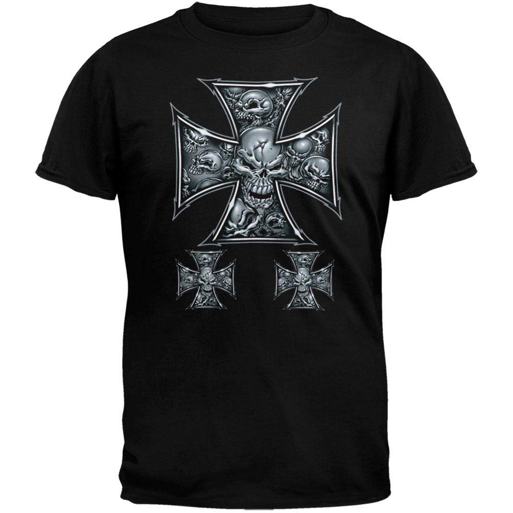 Old Glory Men's Iron Cross Graphic T-Shirt - Medium, Black | Patriotic & Biker Style Tee for Casual Wear, Motorcycle Rides & American Pride Outfits