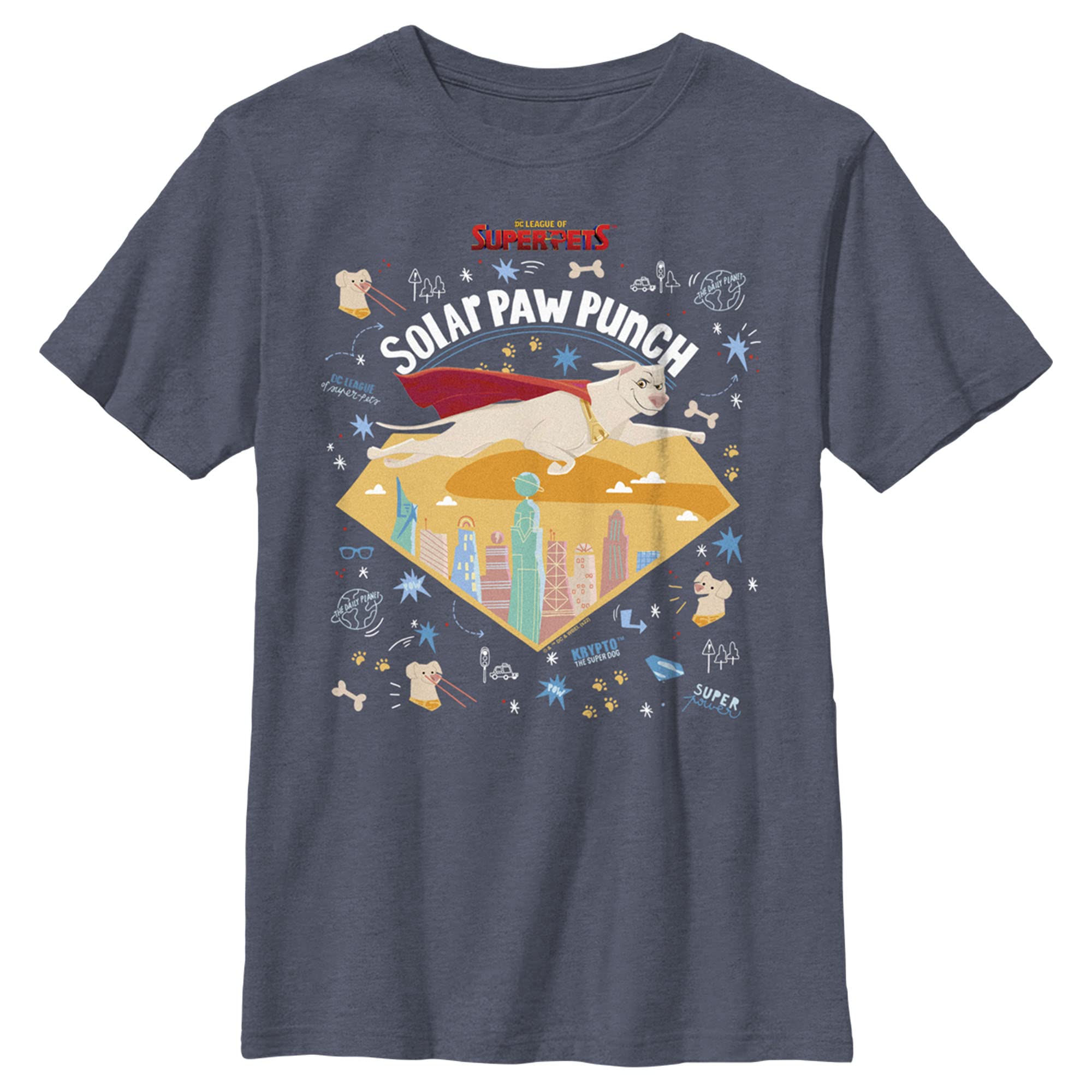 DC Super-Pets Krypto T-Shirt for Boys - Solar Paw Design for Play & School