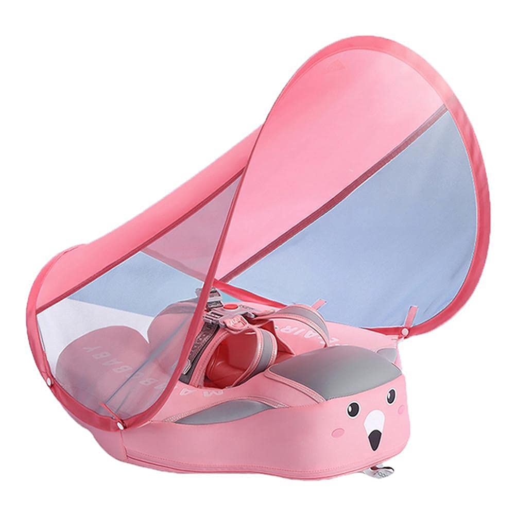 Addora Inflatable Baby Swim Ring Float with Removable Sun Canopy - Pink Toddler Pool Float for Safe Water Play | Perfect for Beach, Pool & Summer Fun