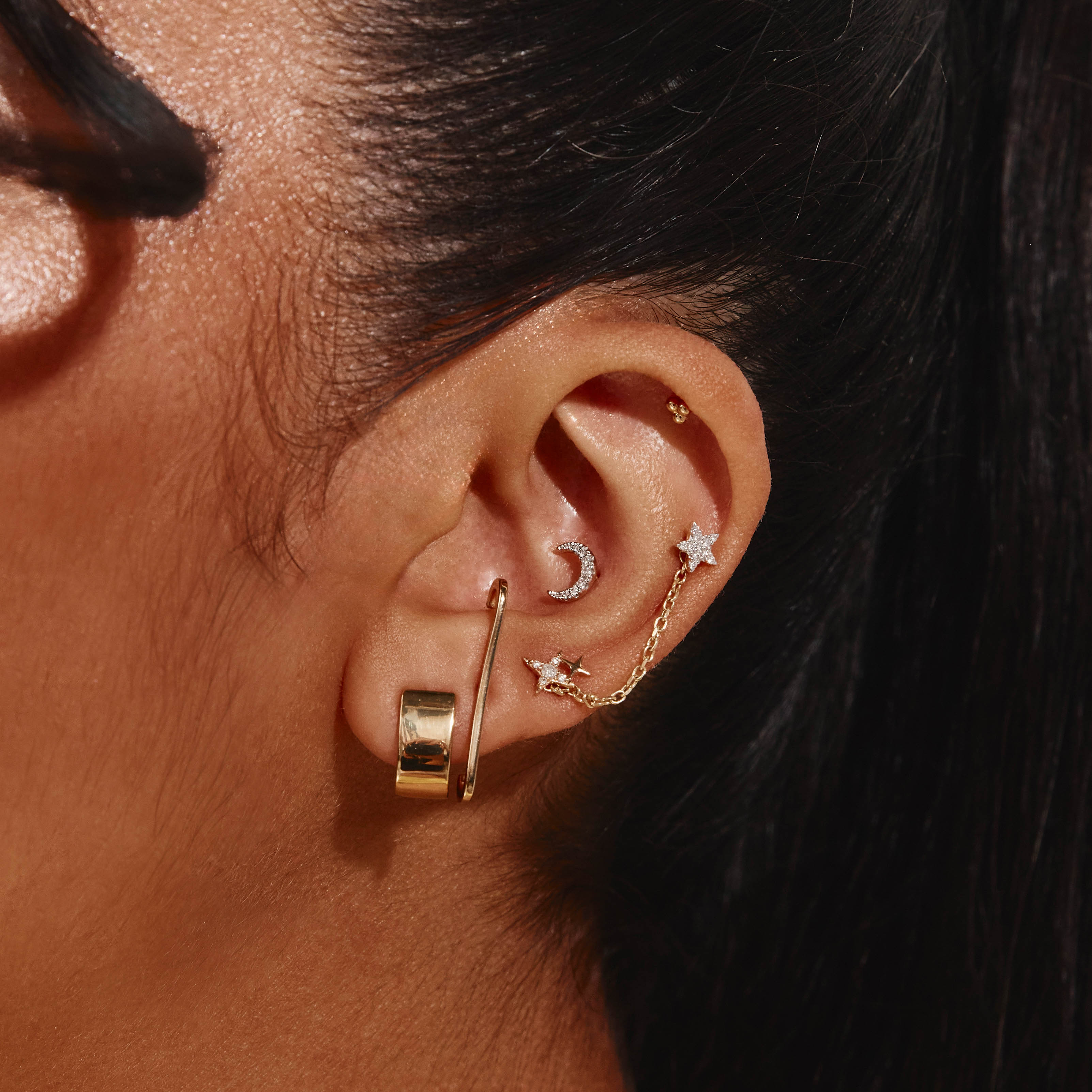 Gold Plain Suspender Stud Earrings - Elegant Minimalist Jewelry for Women, Perfect for Daily Wear & Special Occasions