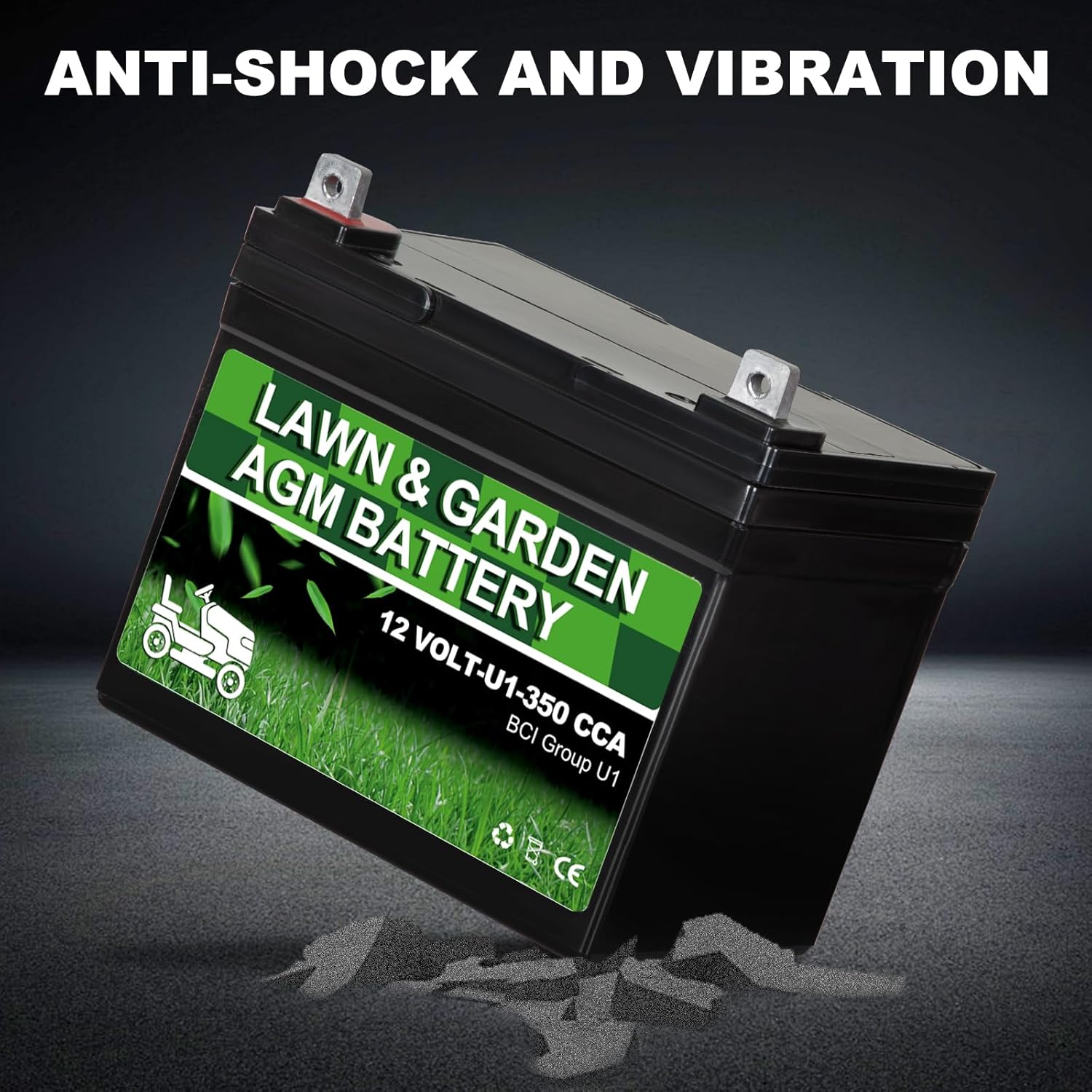12V 350CCA AGM Lawn & Garden Battery - Group U1 Rechargeable SLA Starting Battery for Lawn Mowers, Tractors - Compatible with John Deere, Toro, Cub Cadet, Craftsman - Perfect for Outdoor Power Equipment & Small Engine Vehicles