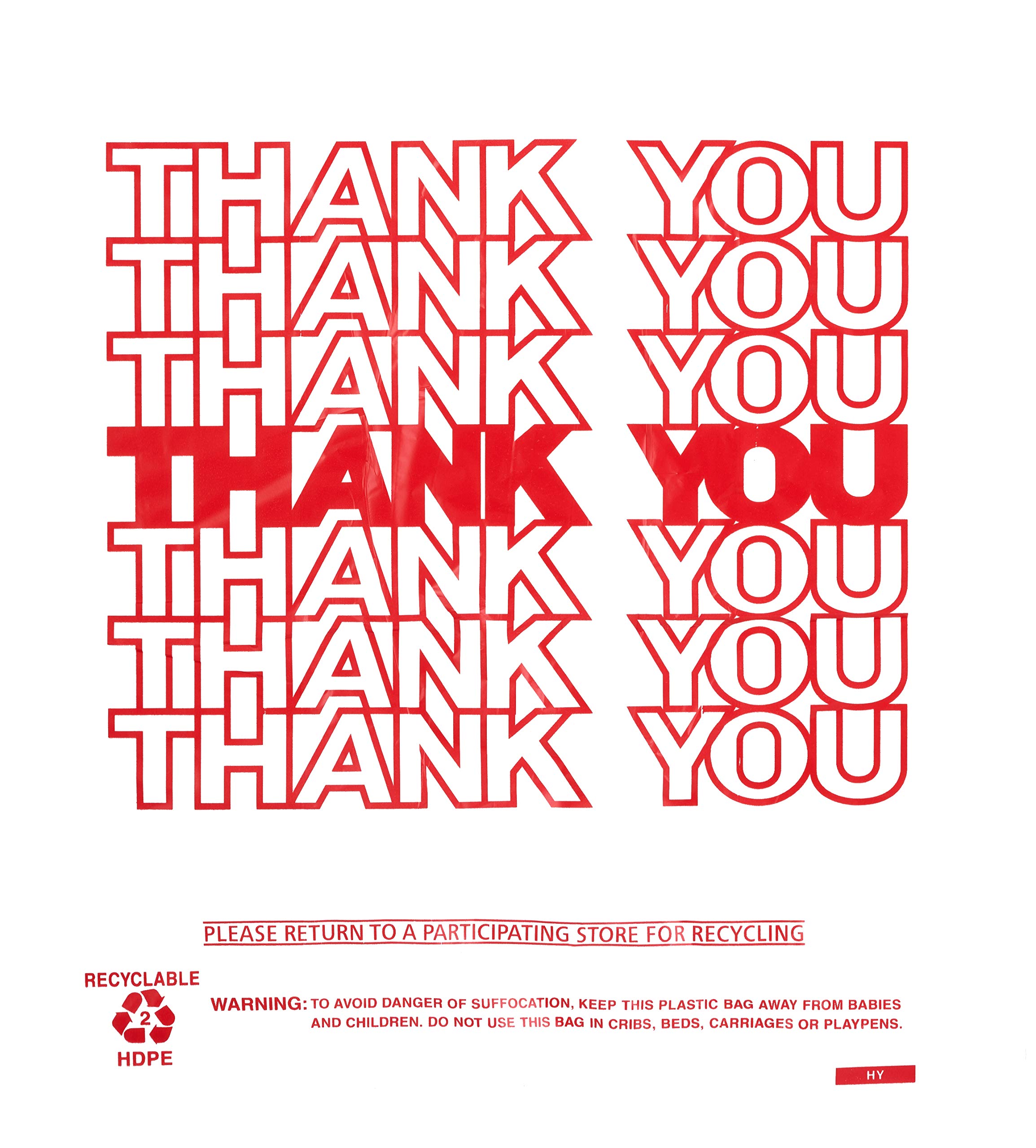 EcoQuality White Plastic Thank You T-Shirt Bags - 2000 Count, 1/6 Size Shopping Bags, Grocery Bags, Reusable Poly Bags (22