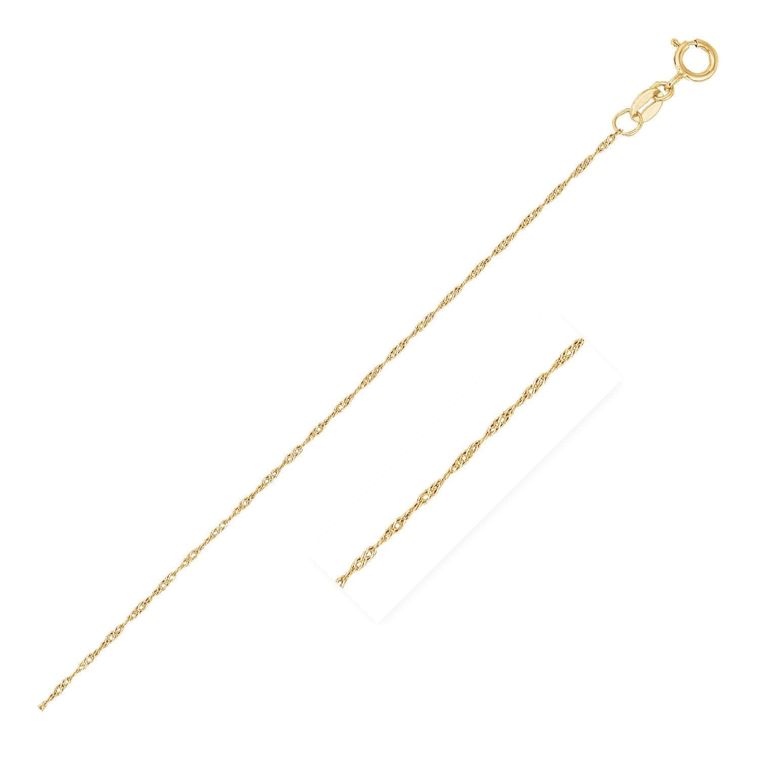14K Yellow Gold Singapore Chain Necklace 0.6mm - Dainty & Elegant Jewelry for Women, Perfect for Layering, Everyday Wear & Special Occasions