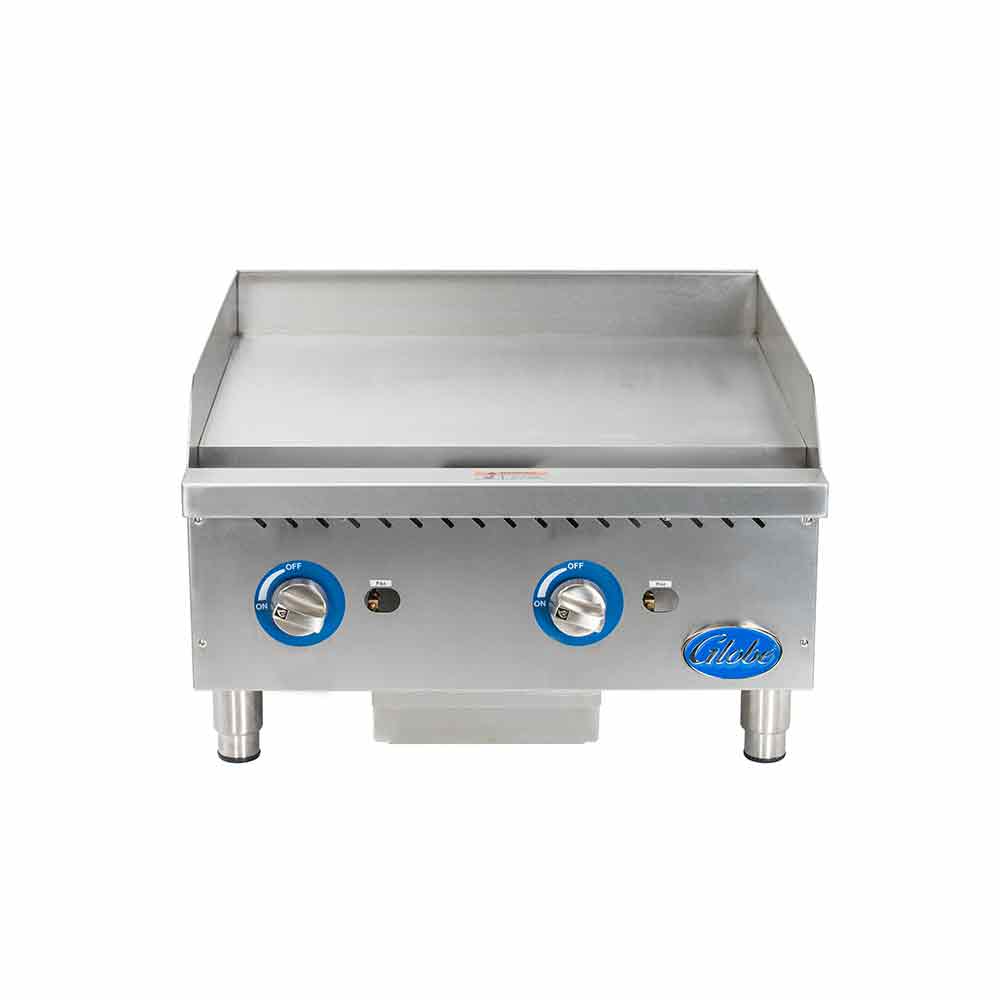 Globe GG24G 24-Inch Natural Gas Countertop Griddle with 2 Burners - Perfect for Restaurants, Diners & Outdoor Cooking