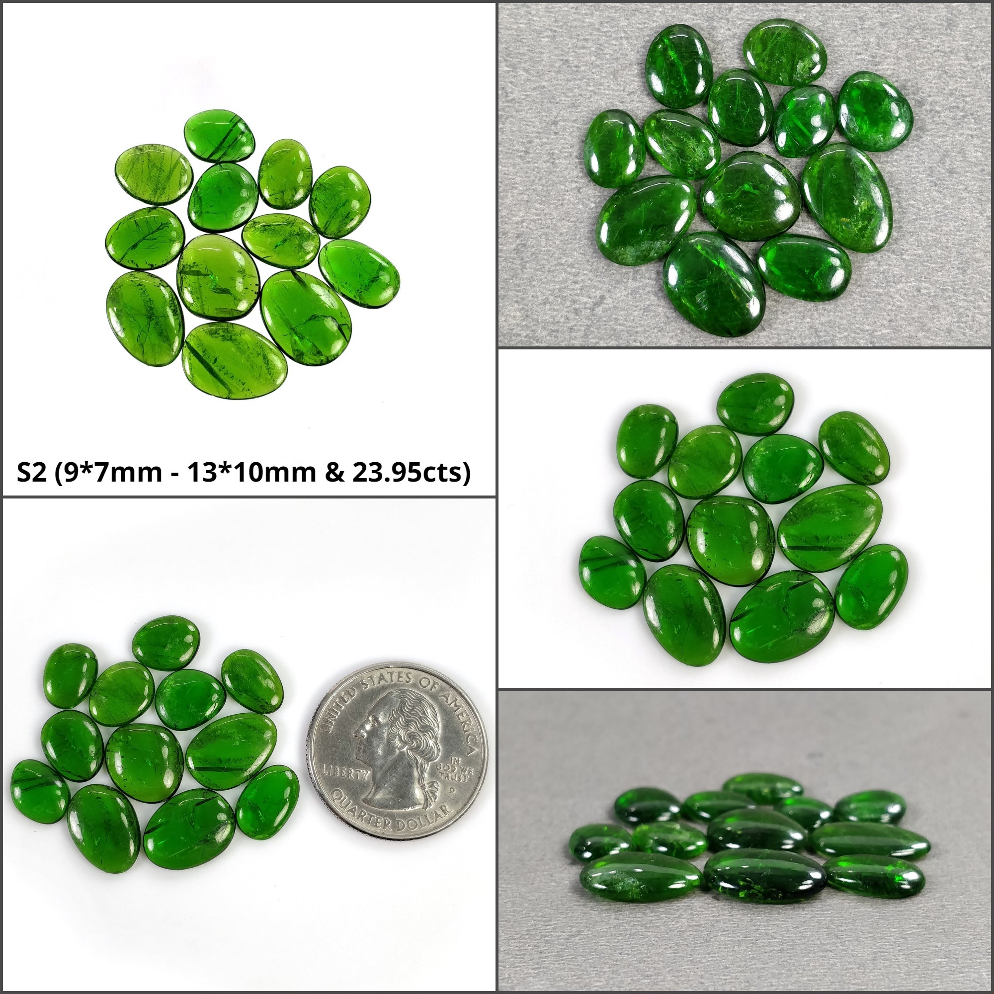 Natural Chrome Diopside Gemstone Cabochon - Green Diopside Rough Shape Cabochon Lot (7pcs, 10pcs, 11pcs, 12pcs, 13pcs) for Jewelry Making, Wire Wrapping & Crystal Healing