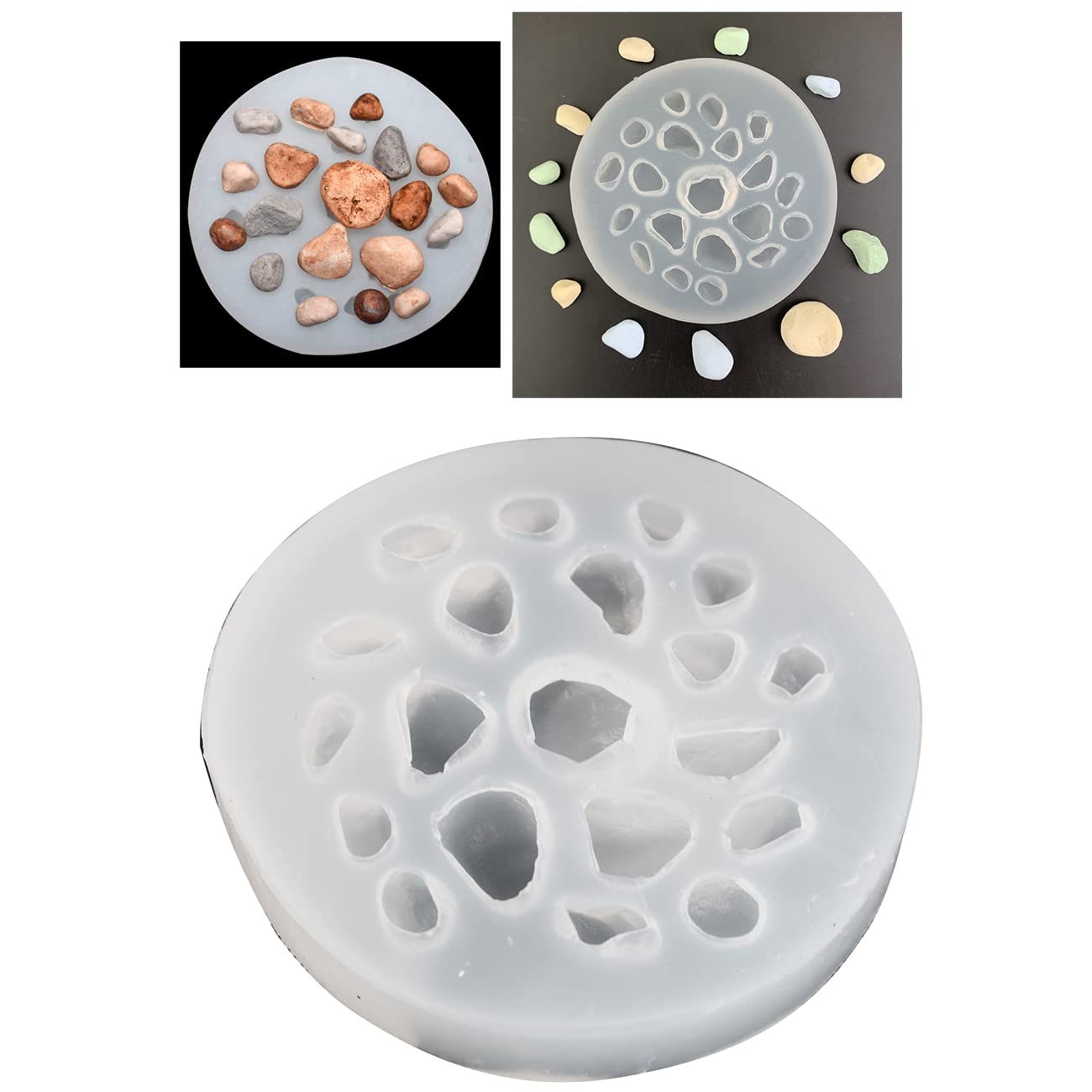 LQ Industrial 20-Cavity Silicone Stone Molds for DIY River Pebble & Irregular Stone Making - Perfect for Concrete, Resin, Plaster Crafts, Garden Decor and Home Improvement Projects