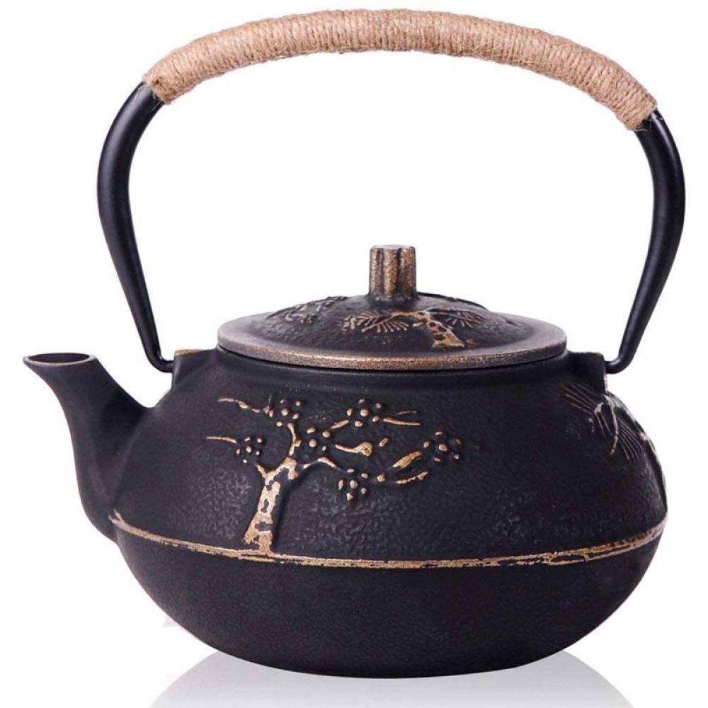 Premium Japanese Cast Iron Teapot with Stainless Steel Infuser - 30oz (900ml) Plum Blossom Design for Loose Leaf Tea & Tea Bags - Perfect for Home, Office & Tea Ceremonies