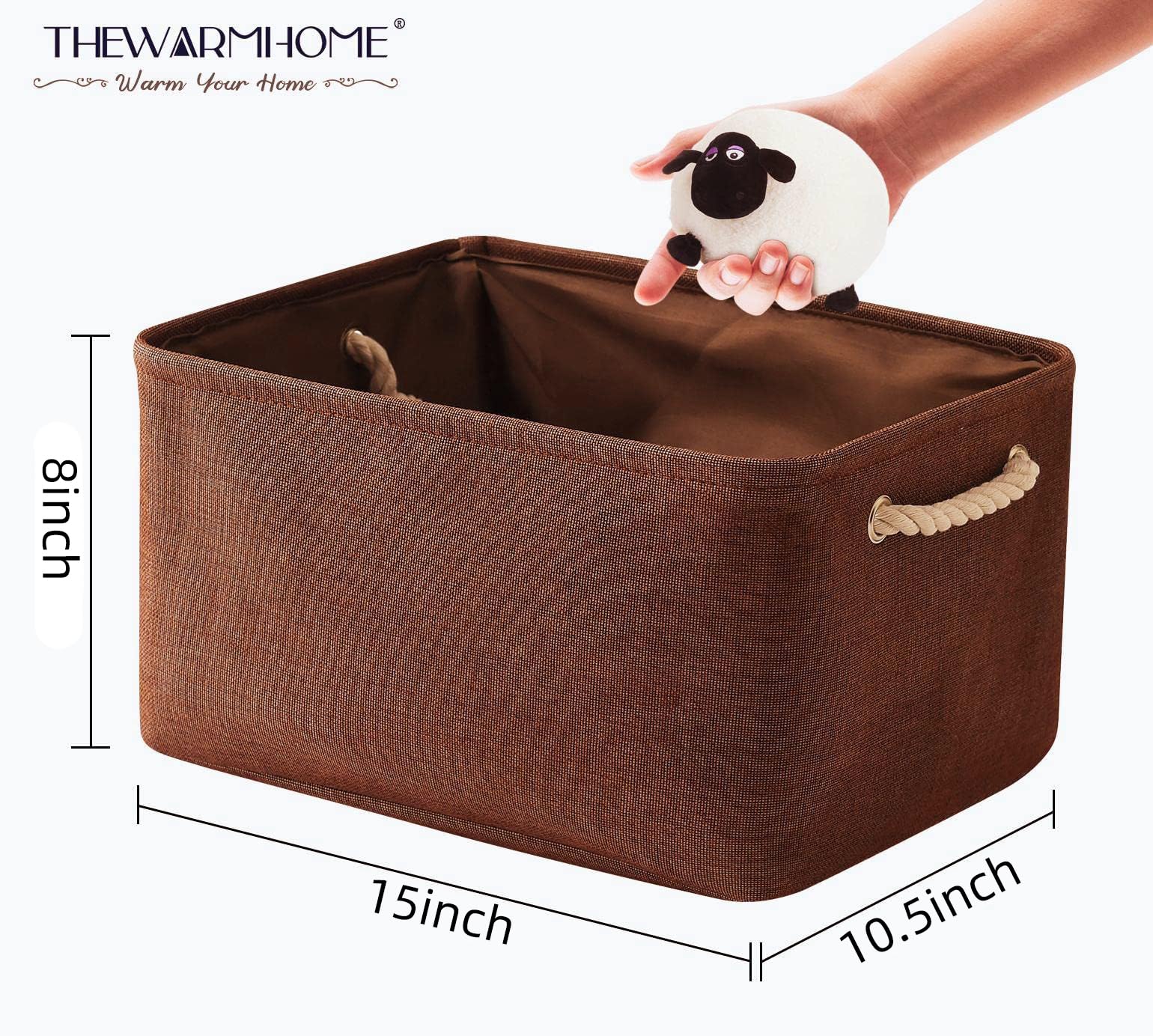 TheWarmHome Large Rectangular Fabric Storage Bin with Handles - 15