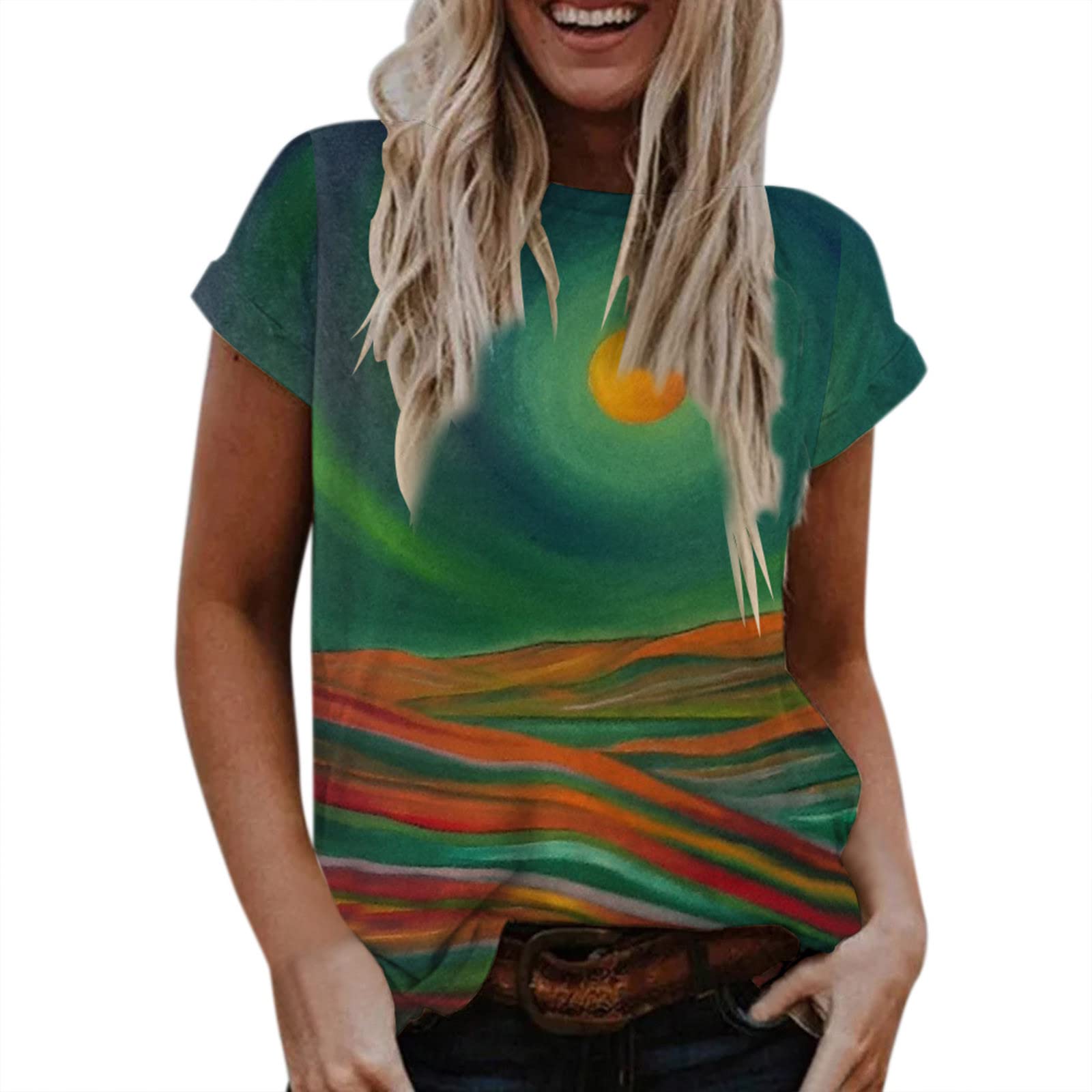 Women's Floral Short Sleeve Button Down Shirt - Casual Summer Tops with Round Neck - Perfect for Office, Beach & Everyday Wear