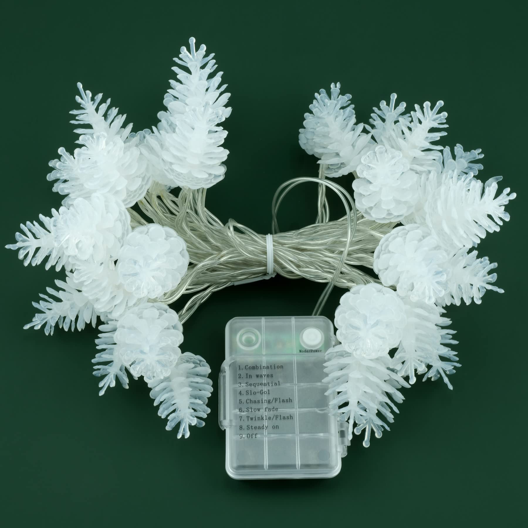 Battery Operated Pinecone String Lights - 17.5ft 35 LED Pine Cone Fairy Lights with 8 Lighting Modes, USB Powered for Indoor/Outdoor Christmas, Wedding, Party, and Home Decor
