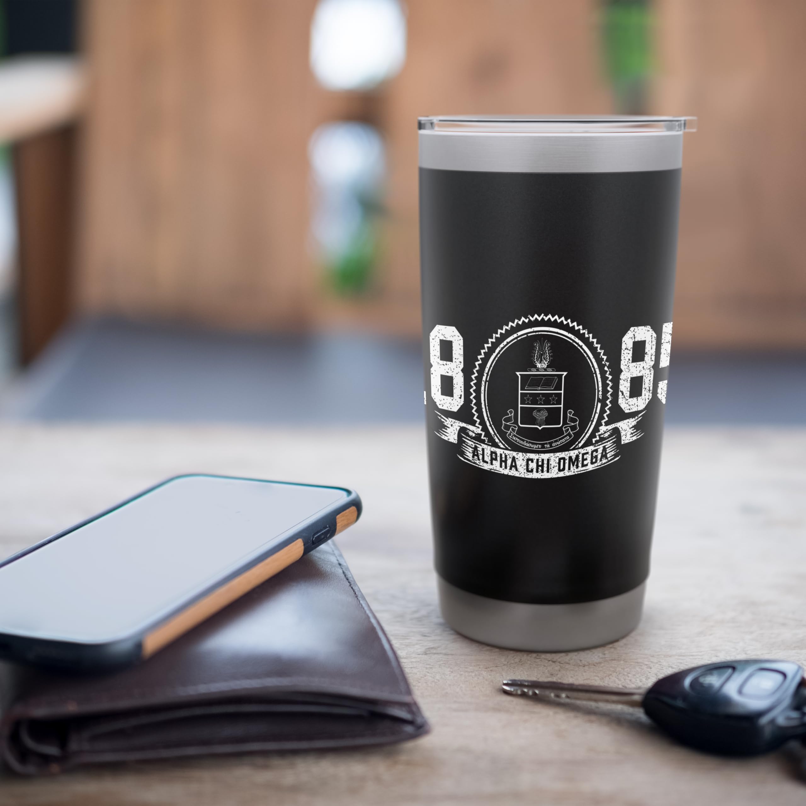 Alpha Chi Omega 1885 Sorority Stainless Steel Insulated Tumbler - 20oz A-Chi-O Greek Letter Design Vacuum Insulated Cup for Hot & Cold Drinks - Perfect for Sorority Events, College Campus & Daily Use