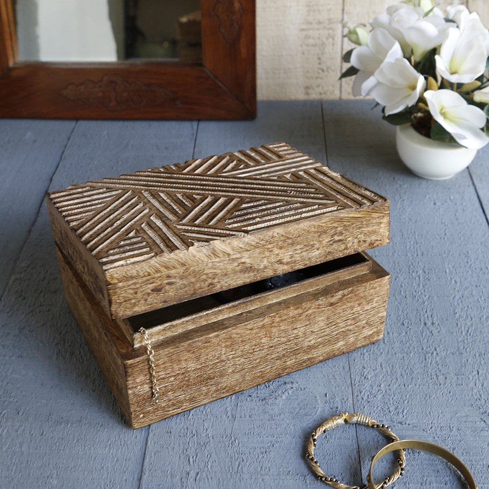 Handmade Wooden Jewelry Box - Keepsake Storage Organizer for Necklaces, Rings & Earrings | Multipurpose Gift Box for Women, Mothers Day Present | Perfect for Jewelry Display, Travel & Home Decor