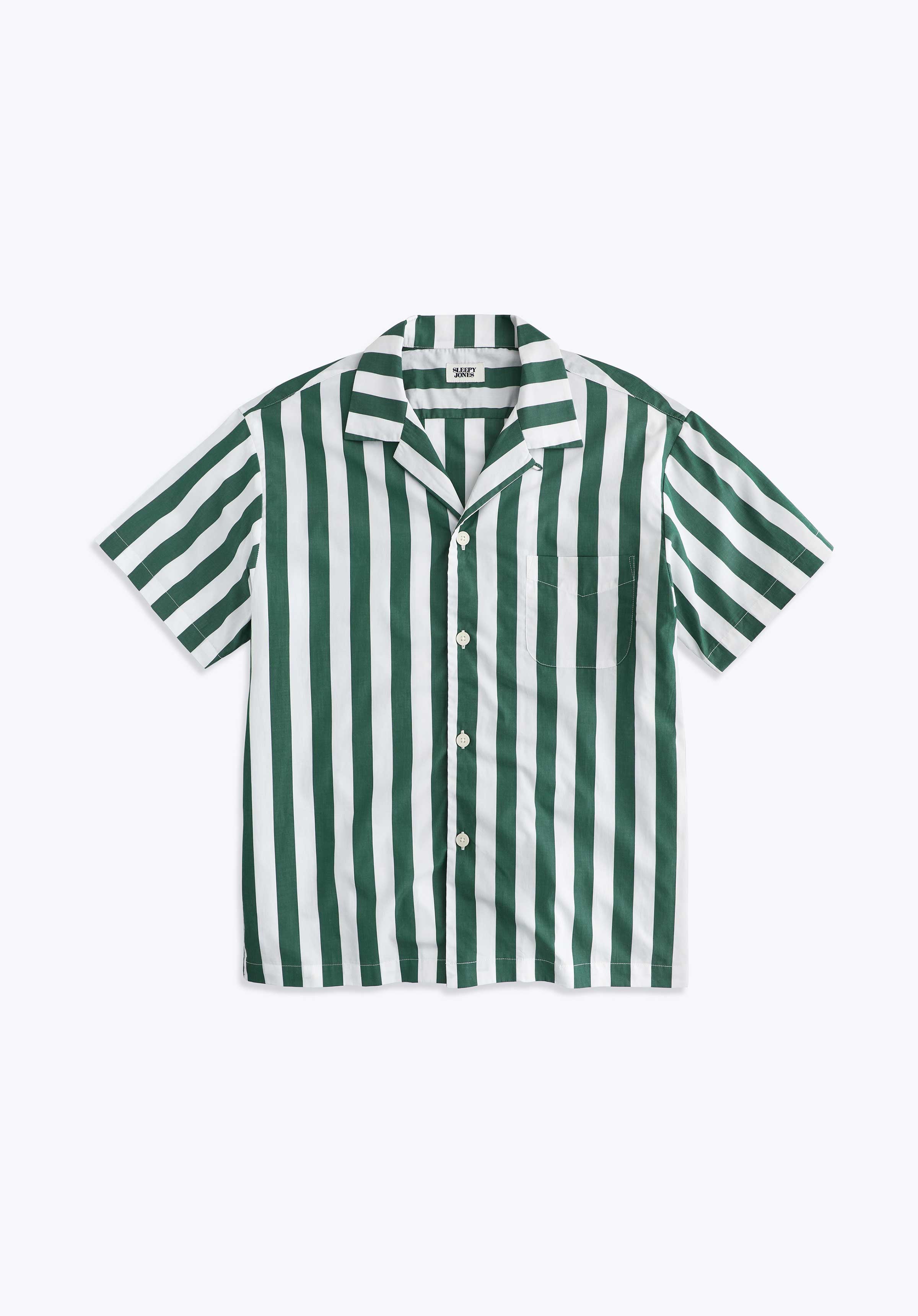 Martin Men's Camp Shirt - Green & White Striped Button Down Shirt for Outdoor Adventures, Hiking & Casual Wear