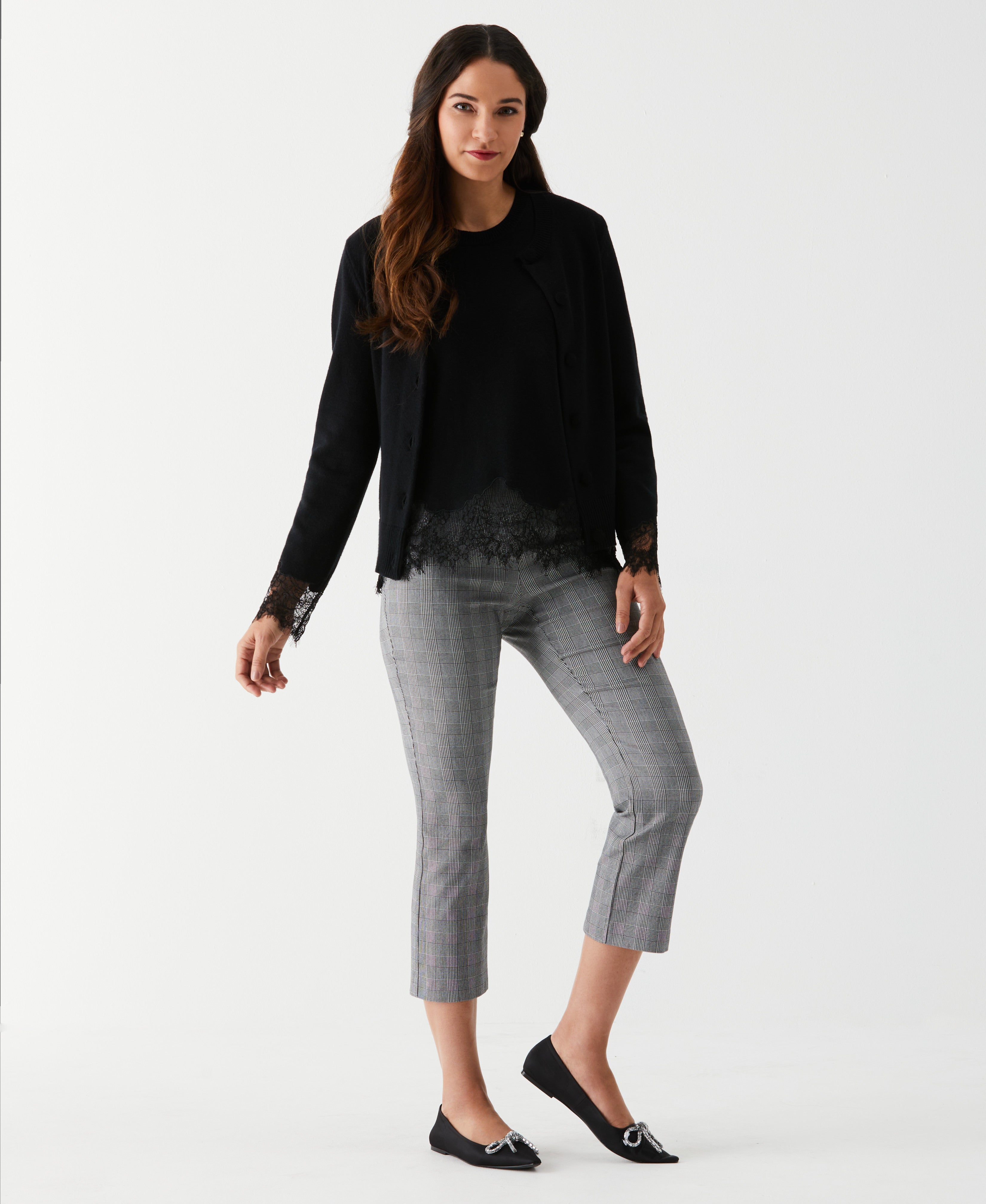 Elegant Lace Trim Cardigan Set for Women - Soft Knit Cardigan with Lace Details - Perfect for Office, Date Night & Casual Outfits