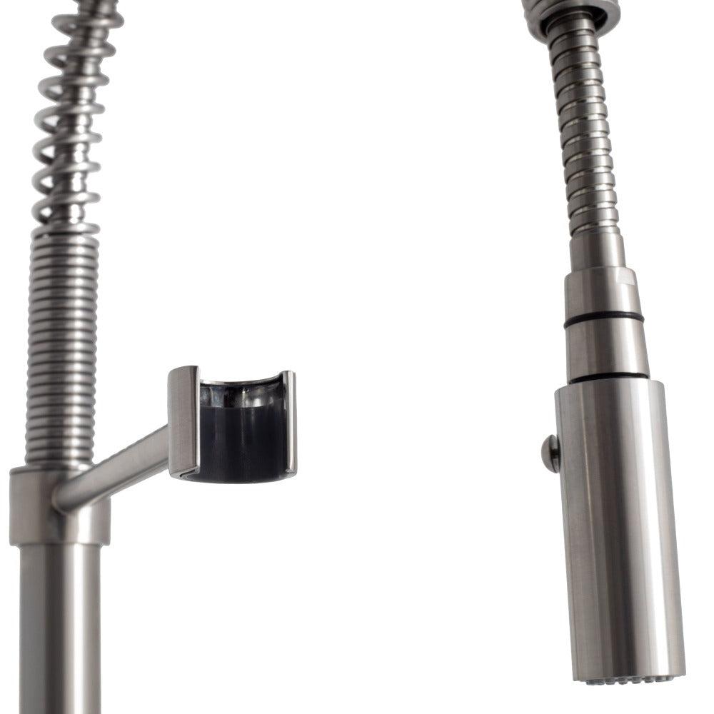 ZLINE Sierra Pull Down Spring Single Handle Kitchen Faucet in Brushed Nickel - High Arc Spout for Easy Washing, Perfect for Modern Kitchens & Busy Home Chefs (SRA KF BN)
