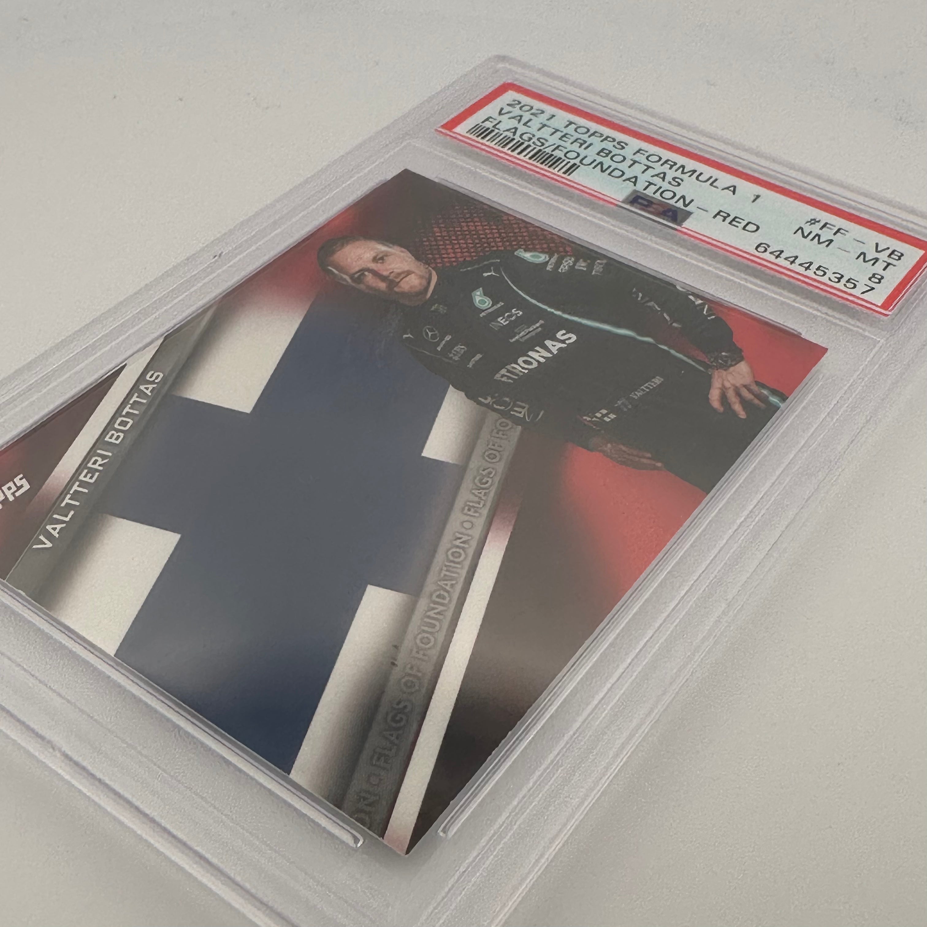 PSA 8 Valtteri Bottas #FF VB Flags Of Foundation Red - Rare F1 Racing Card for Collectors & Fans, Perfect for Display & Investment